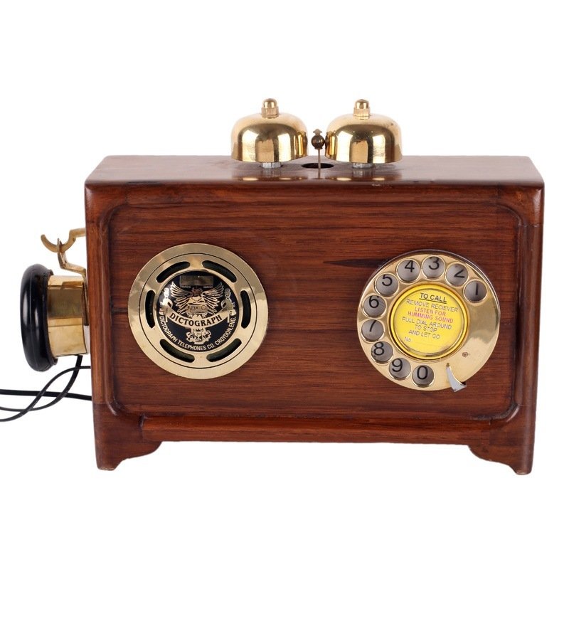 Brown Wooden Fully Working Replica Antique Radio Telephone
