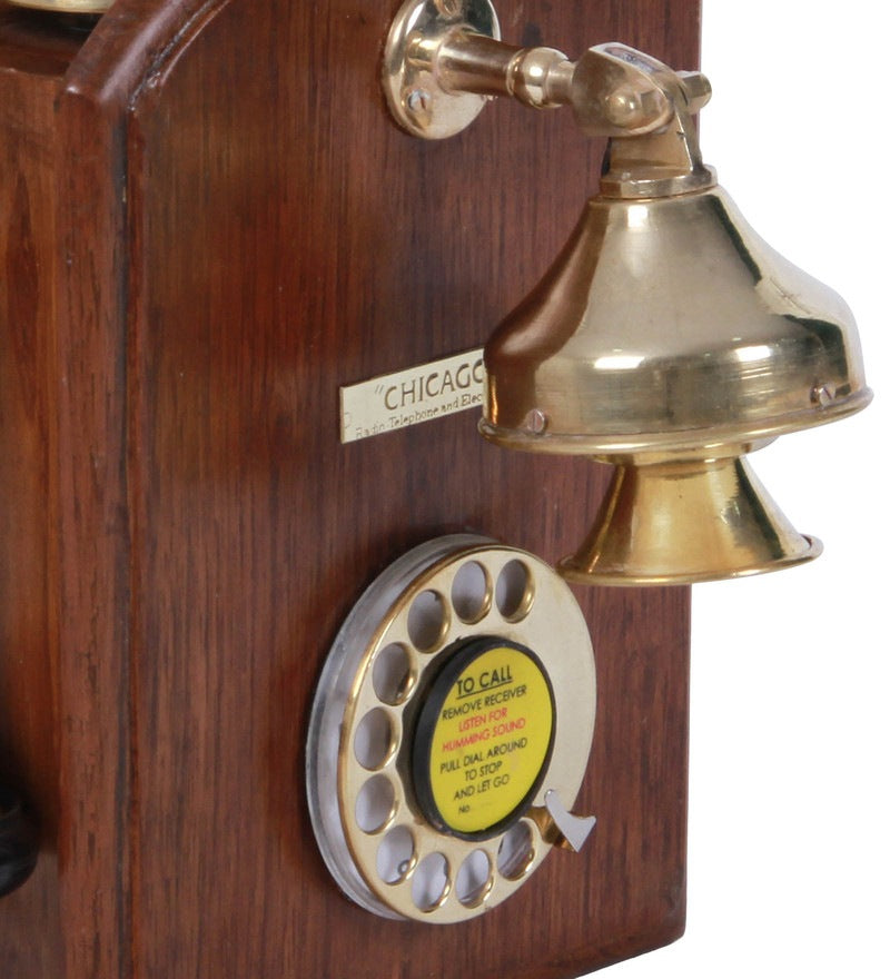 Wood And Brass Rhombus Landline Telephone With Light