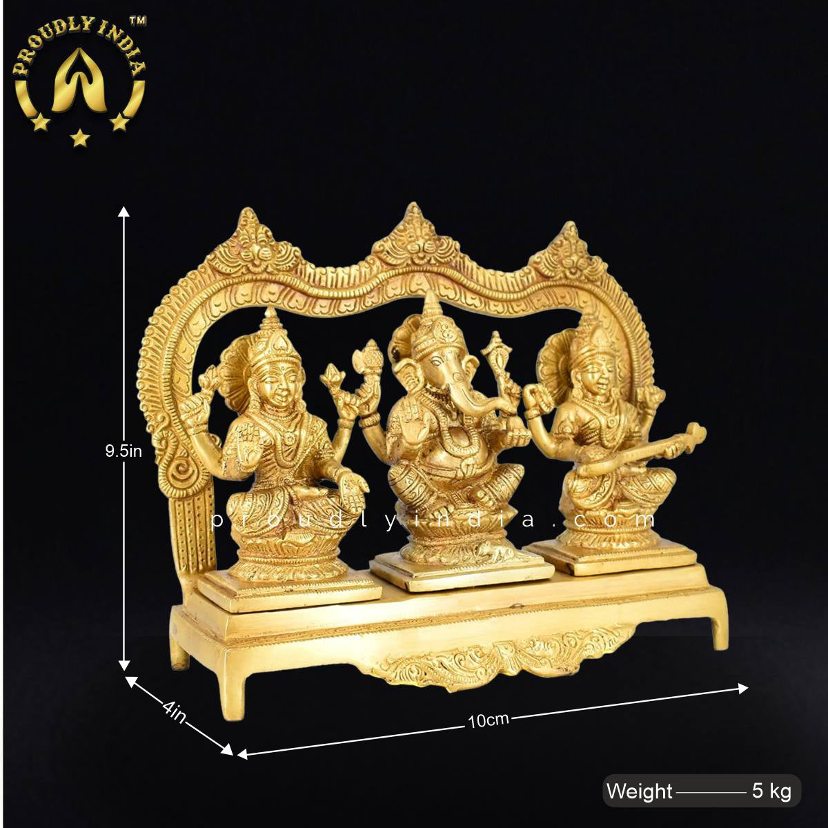 9.5" Lakshmi Ganesha Saraswati Idol