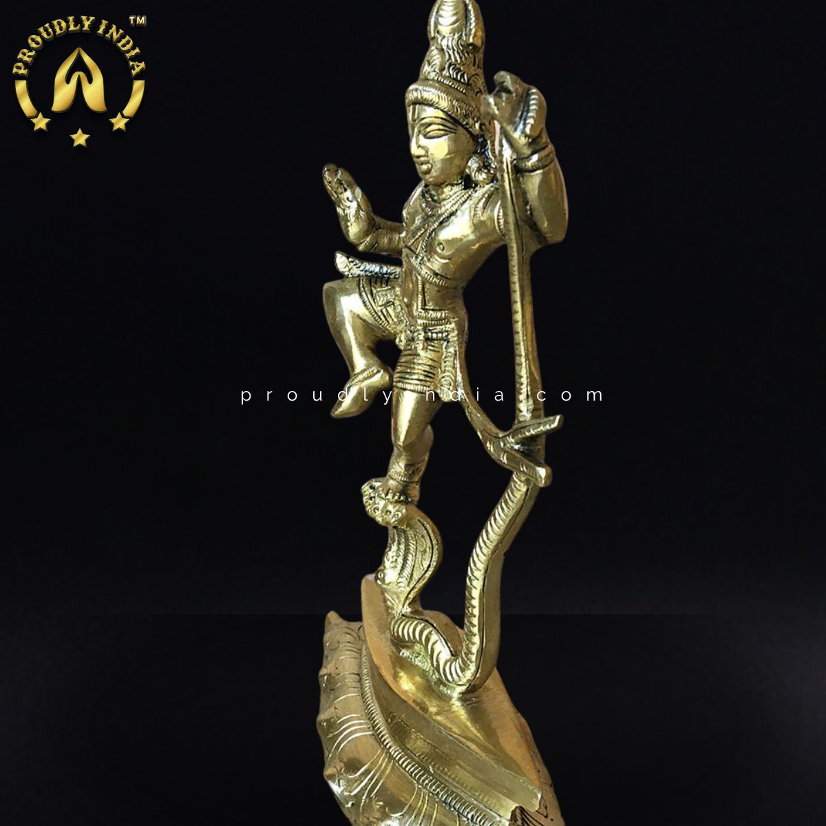 8" Brass Kaliya Krishna Statue