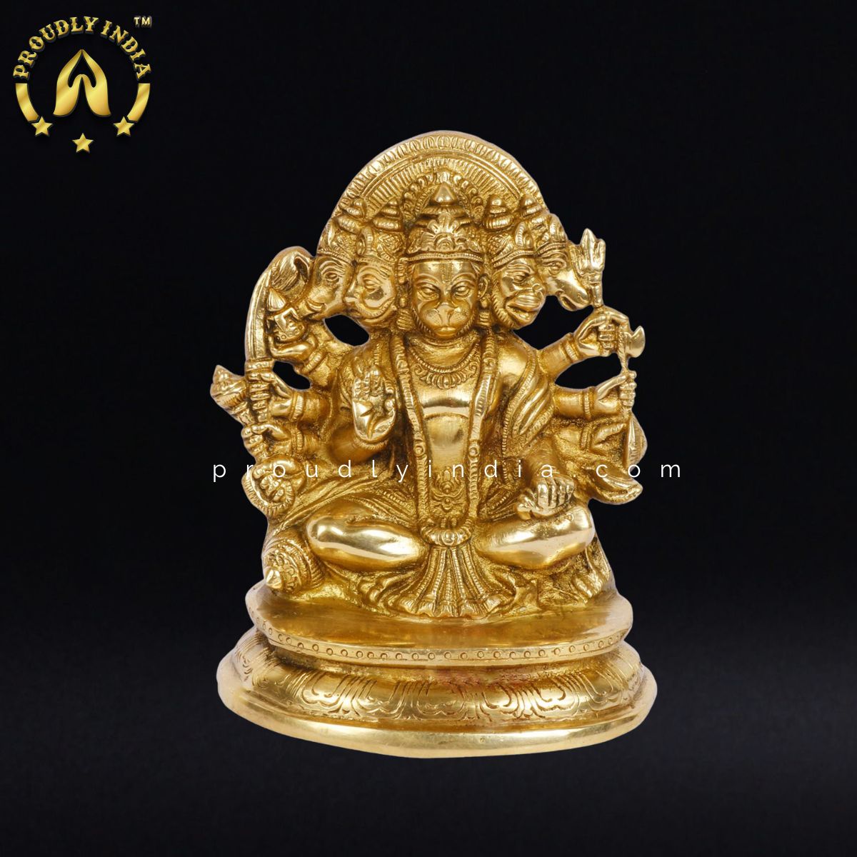 7" Brass Panchmukhi Hanuman Statue