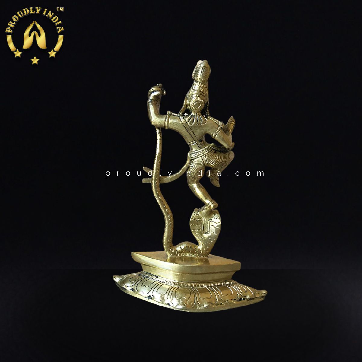8" Brass Kaliya Krishna Statue