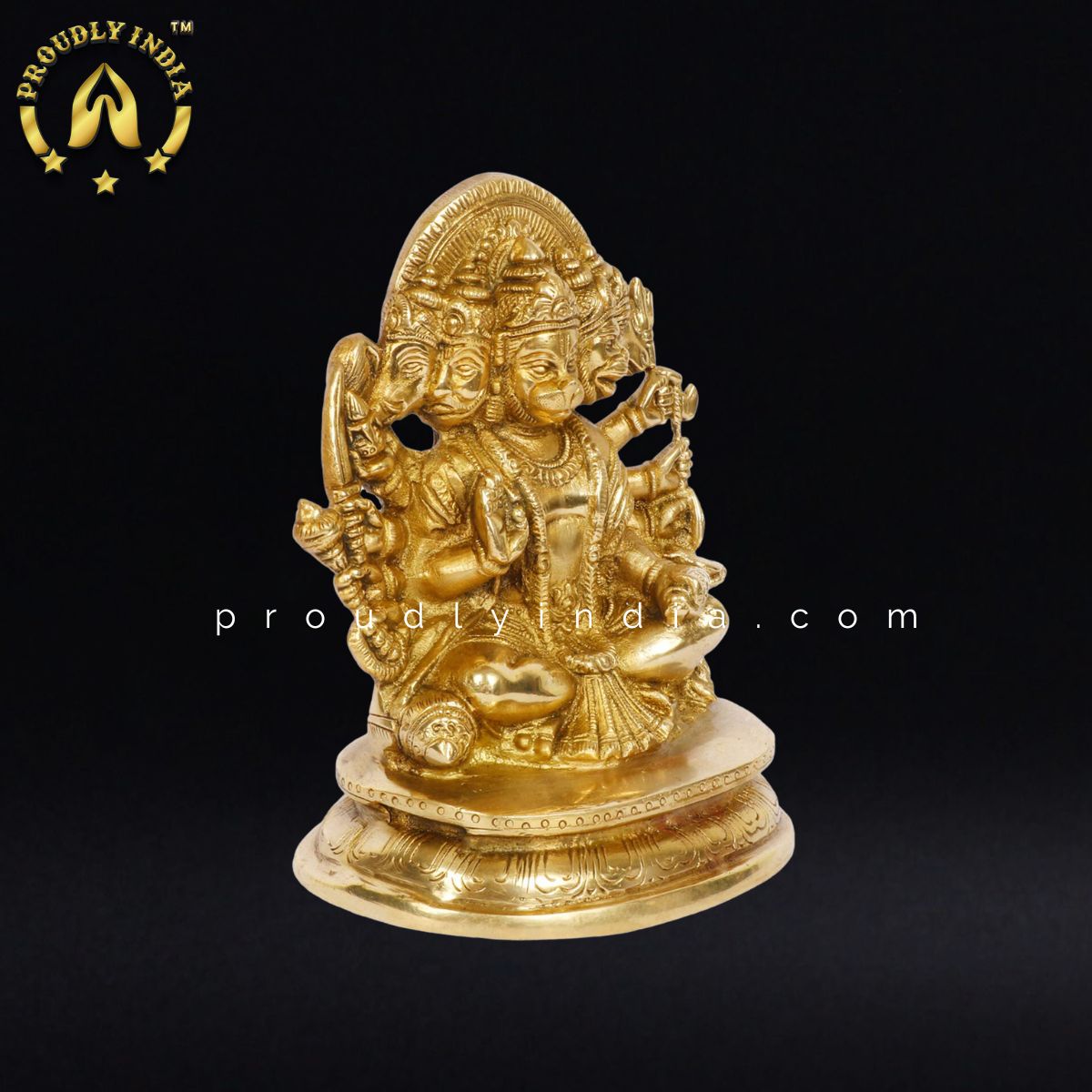 7" Brass Panchmukhi Hanuman Statue
