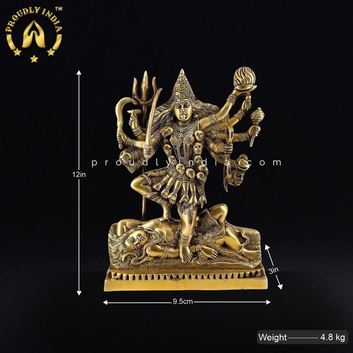 12" Brass Kali Maa Statue