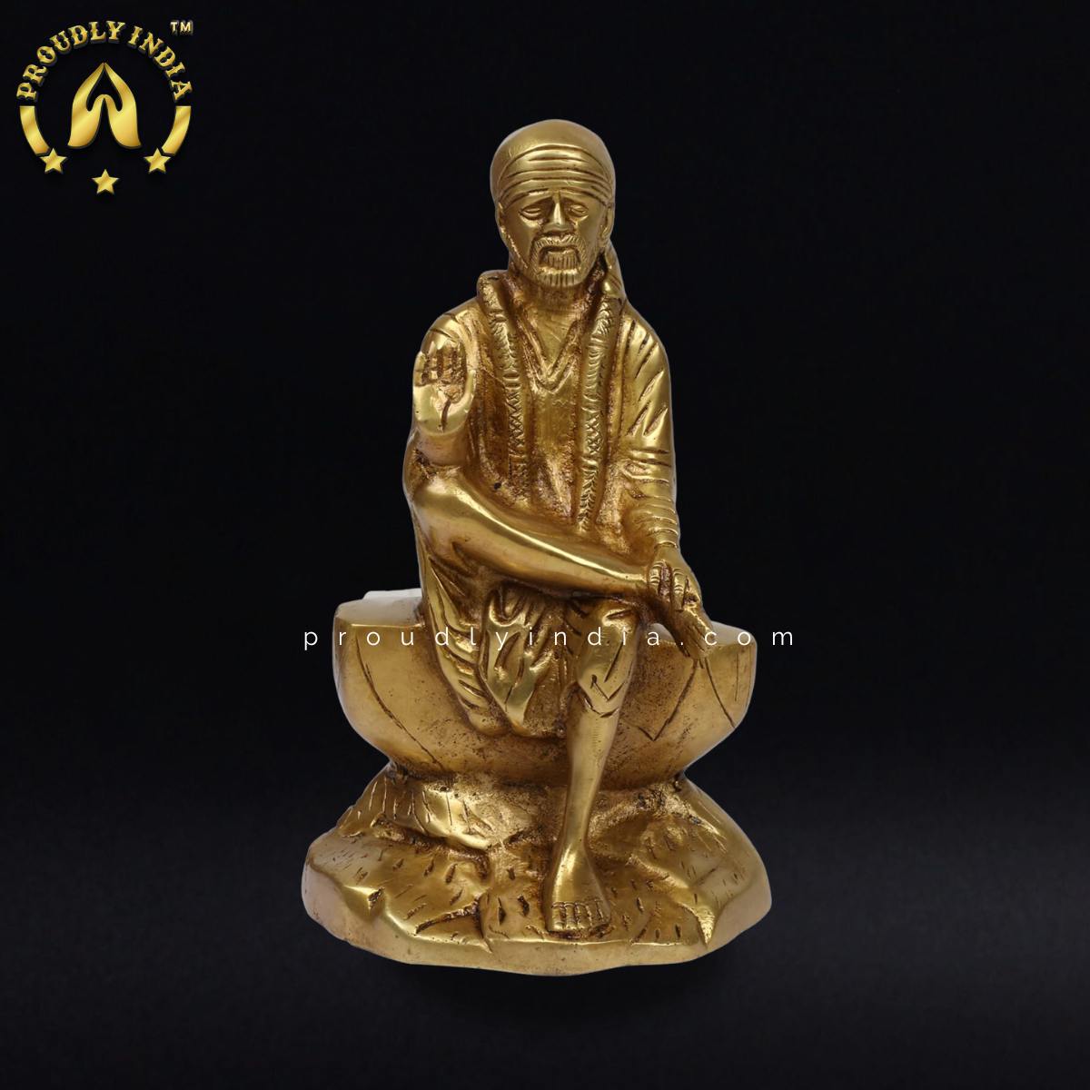 8" Brass Sitting Sai Baba Idol
