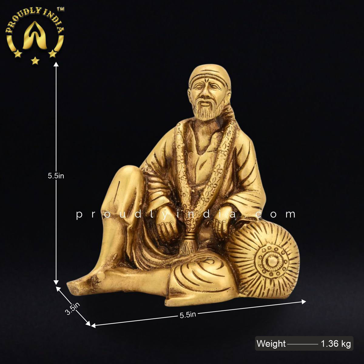 5.5" Brass Shirdi Sai Baba Statue