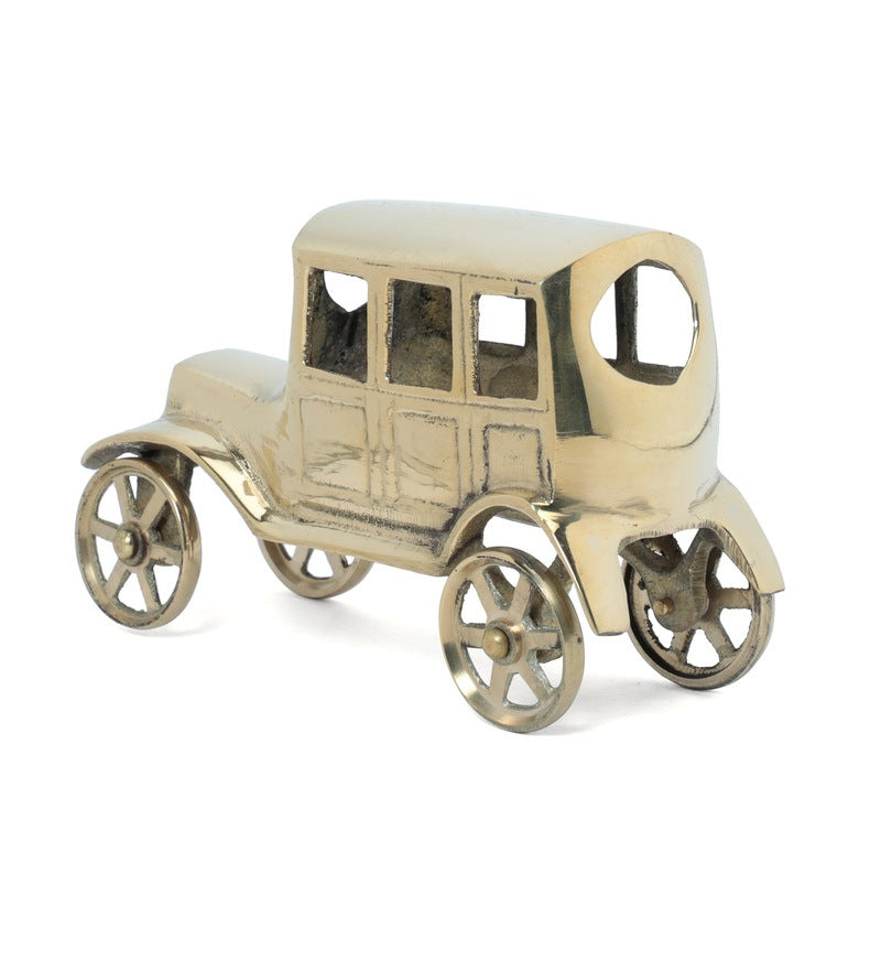 Gold Brass Vintage Car Set Of 4 Automobile Miniature