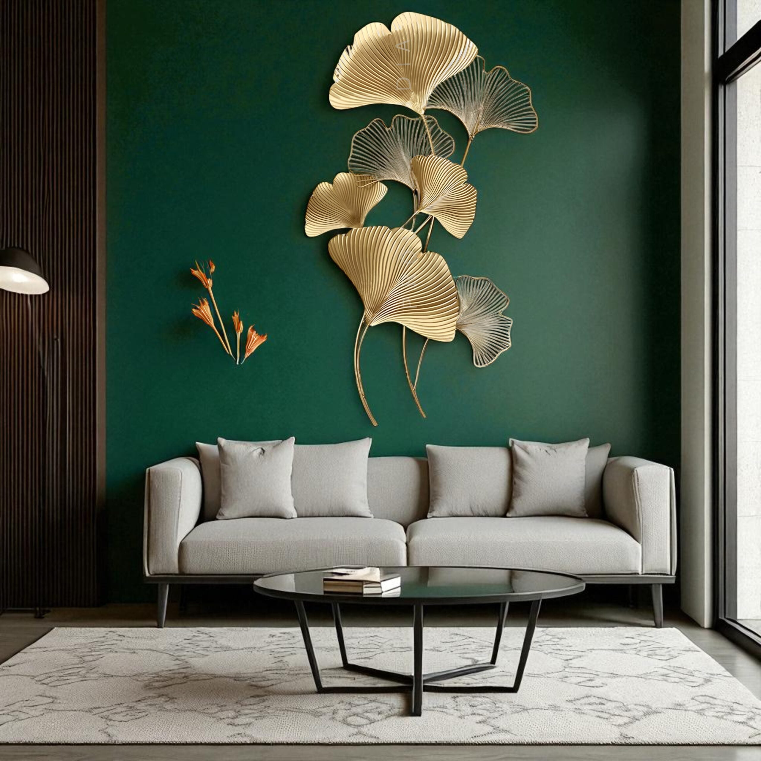 Golden Gracefall – Ginkgo Leaf Wall Sculpture