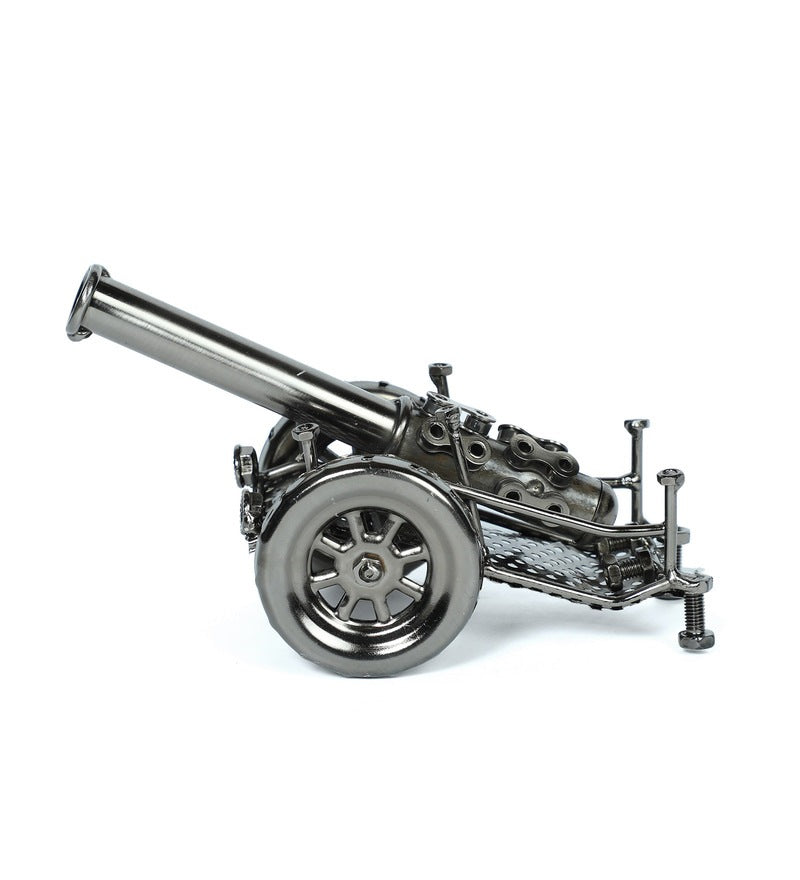 Vintage Style Grey Metal Canon Miniature Showpiece