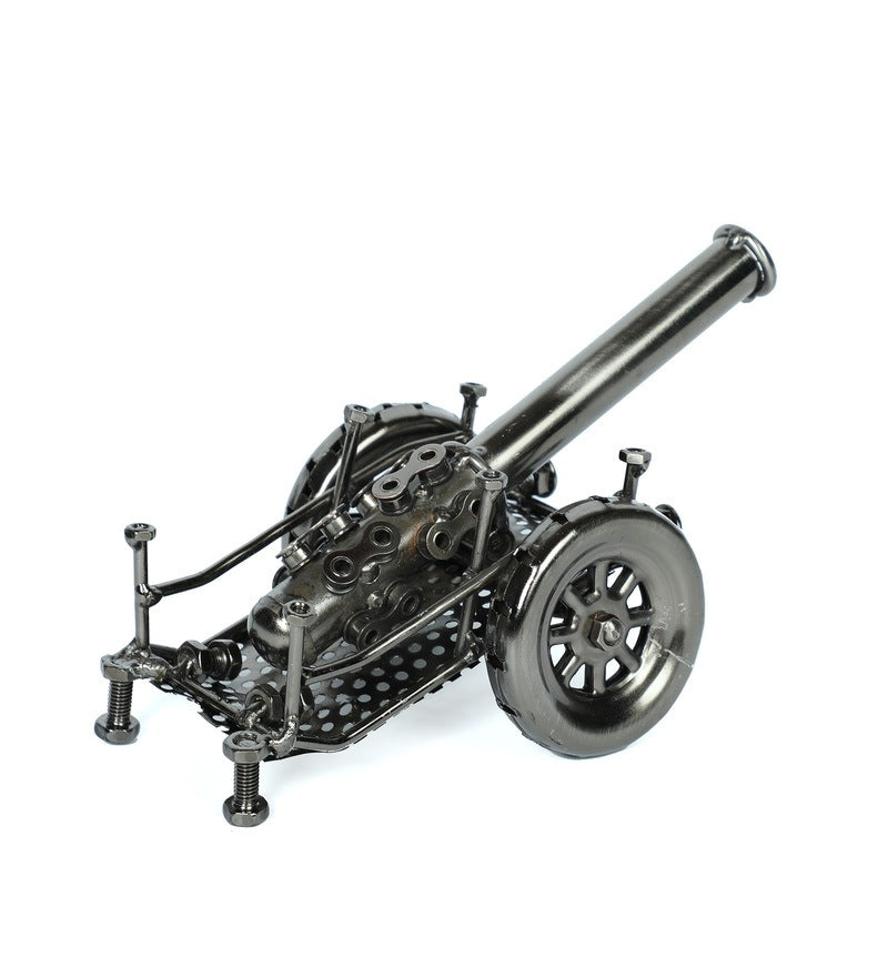 Vintage Style Grey Metal Canon Miniature Showpiece