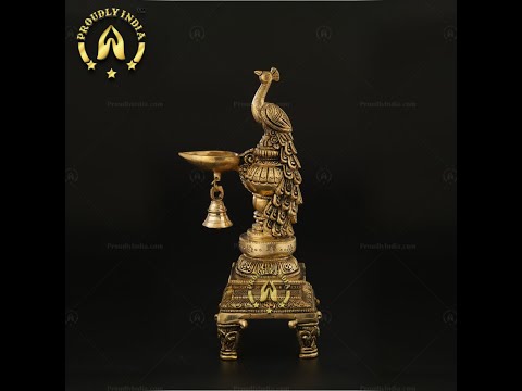 Brass Peacock Pair Diya with Bell