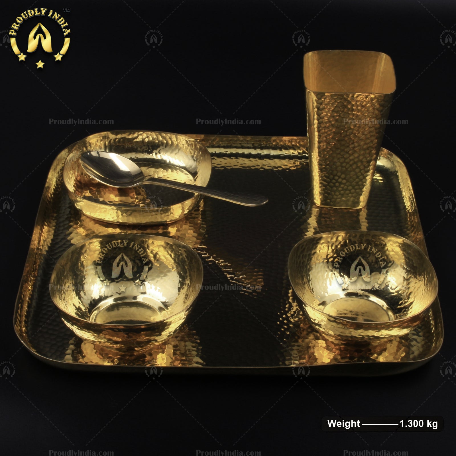 6 Piece Square Brass Dinner Set