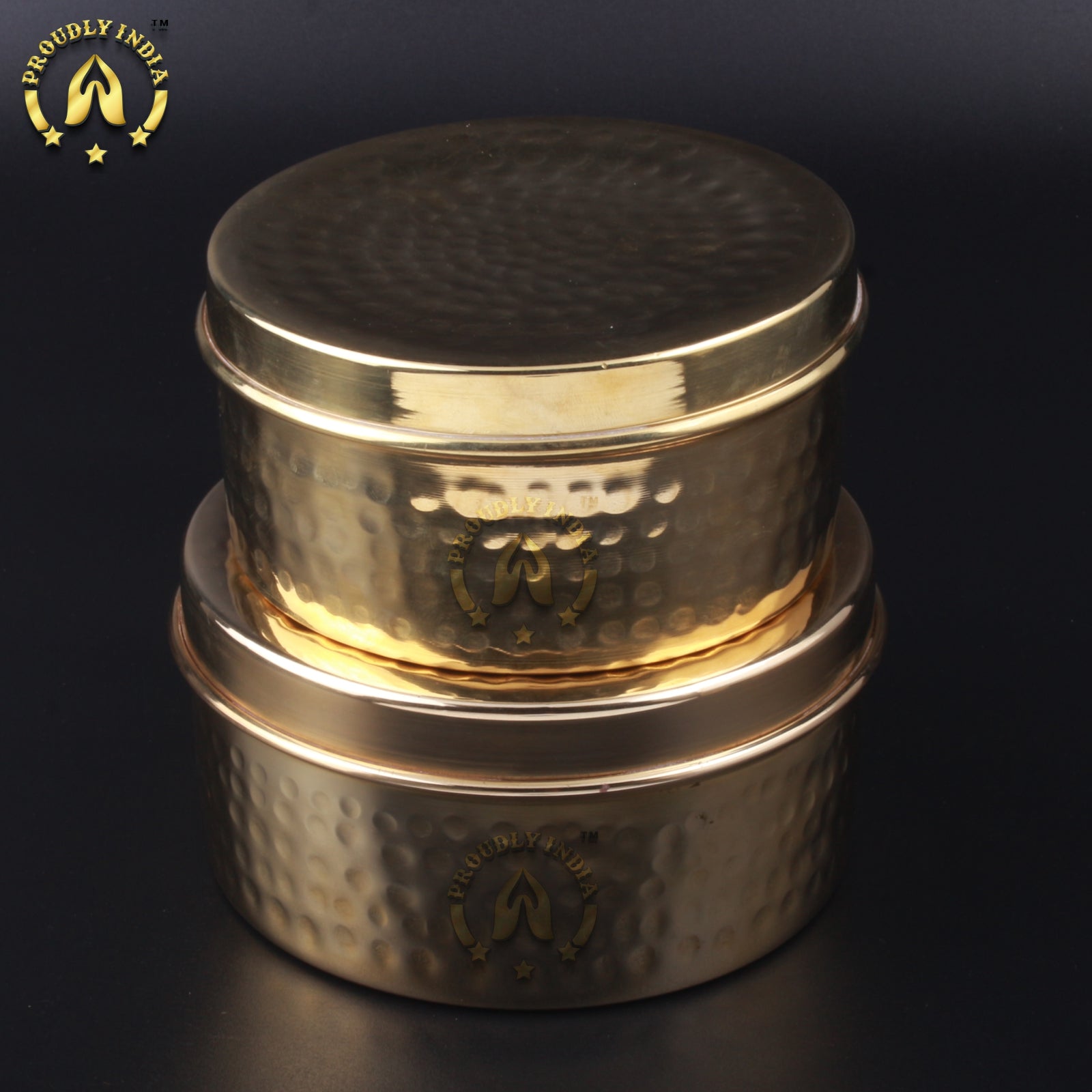 Set of 2 Brass Dry Fruit Box | Storage Container
