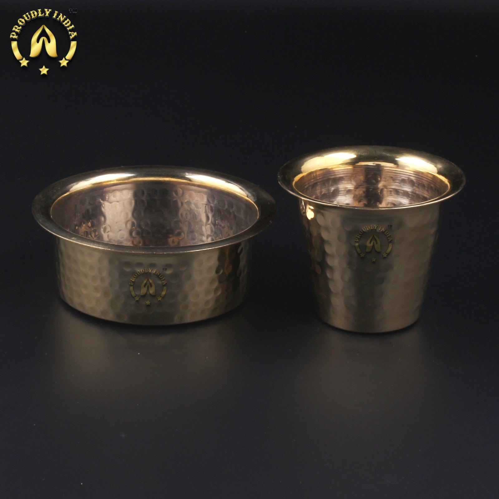 Set of 2 Brass Hammered Coffee Dabara