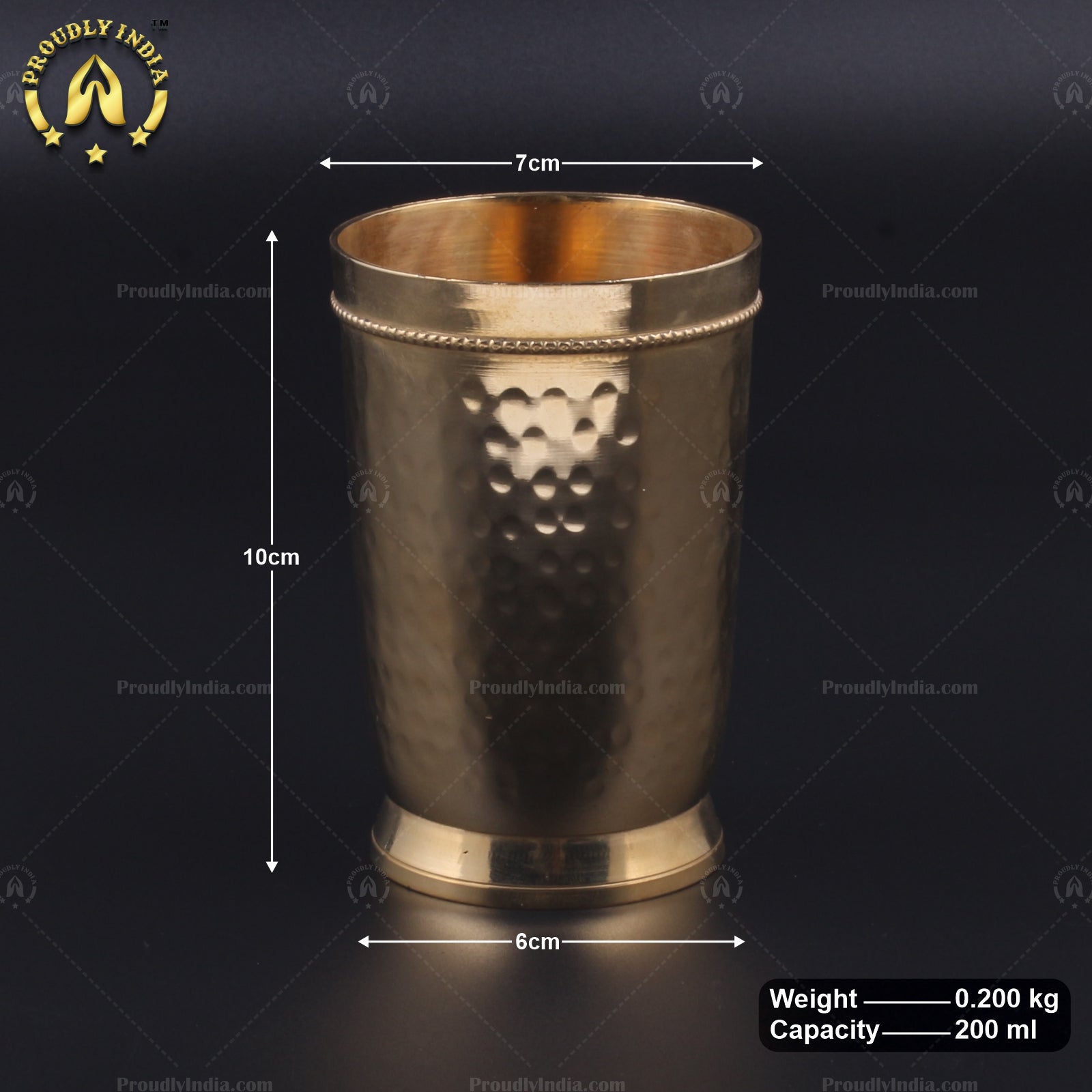 Brass Sturdy Hammered Glass