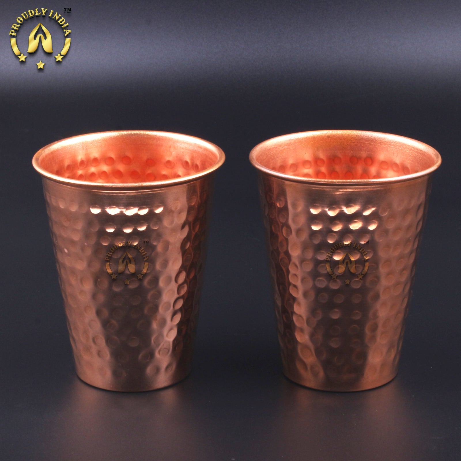 Set Of Pure Copper Hammered Glasses