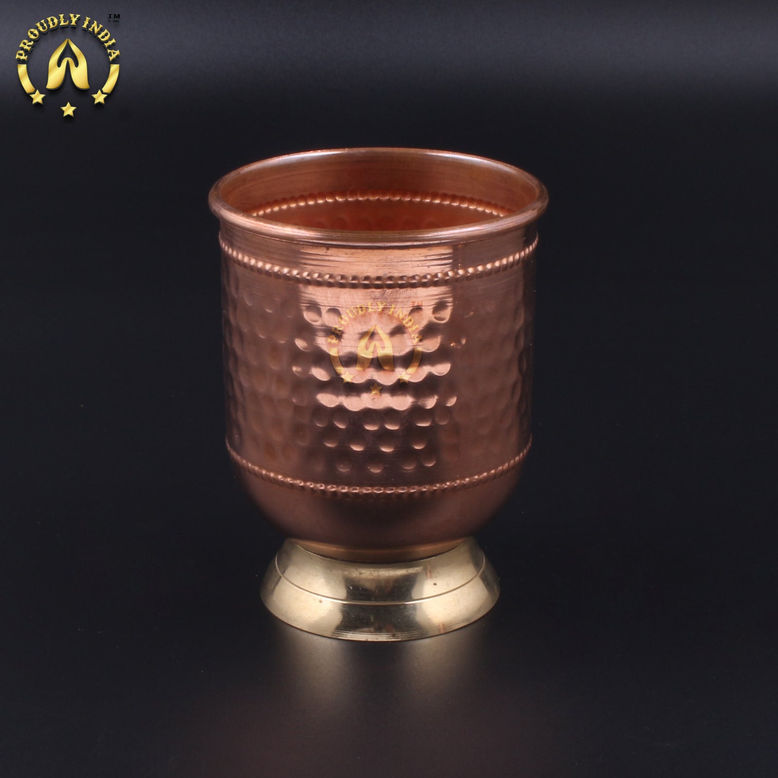 Copper Glass With Brass Stand