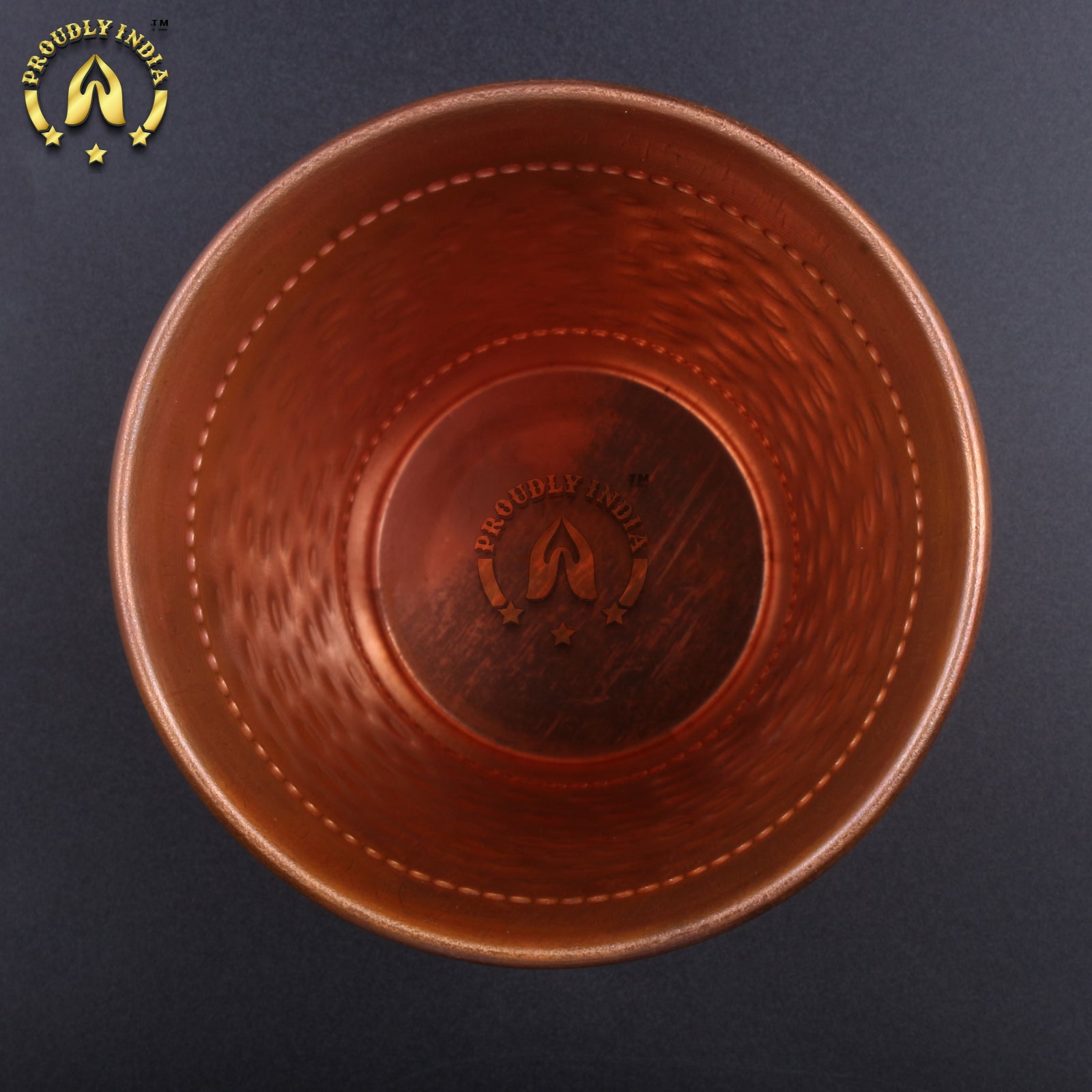 Set of 2 Pure Copper Hammered Drinking Glass 400 ml
