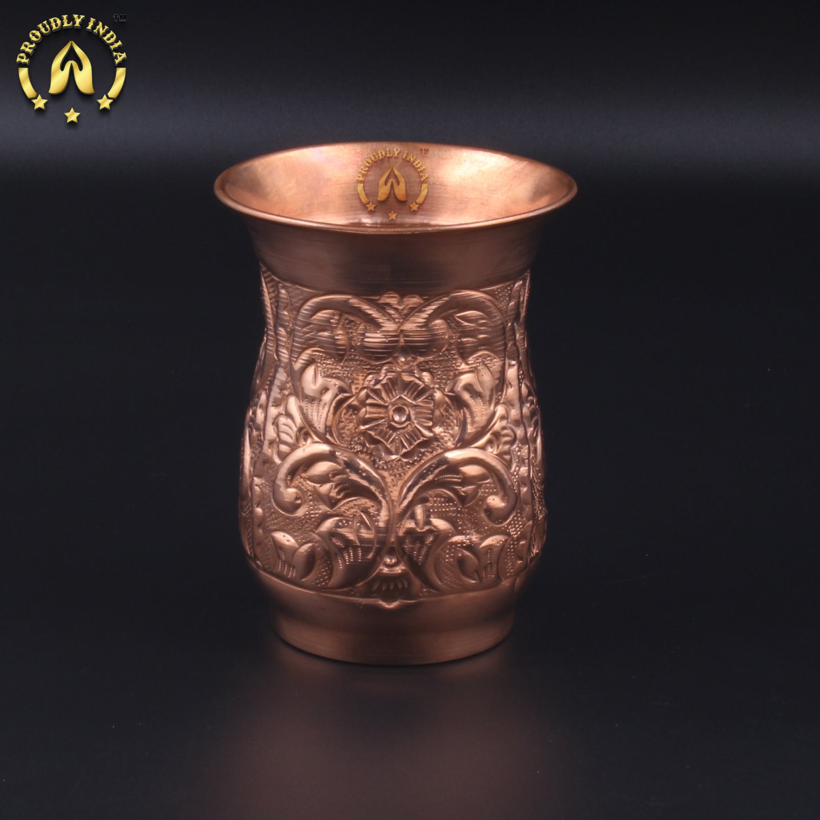 Set Of 2 Royal Embossed Copper Tumbler 320ml