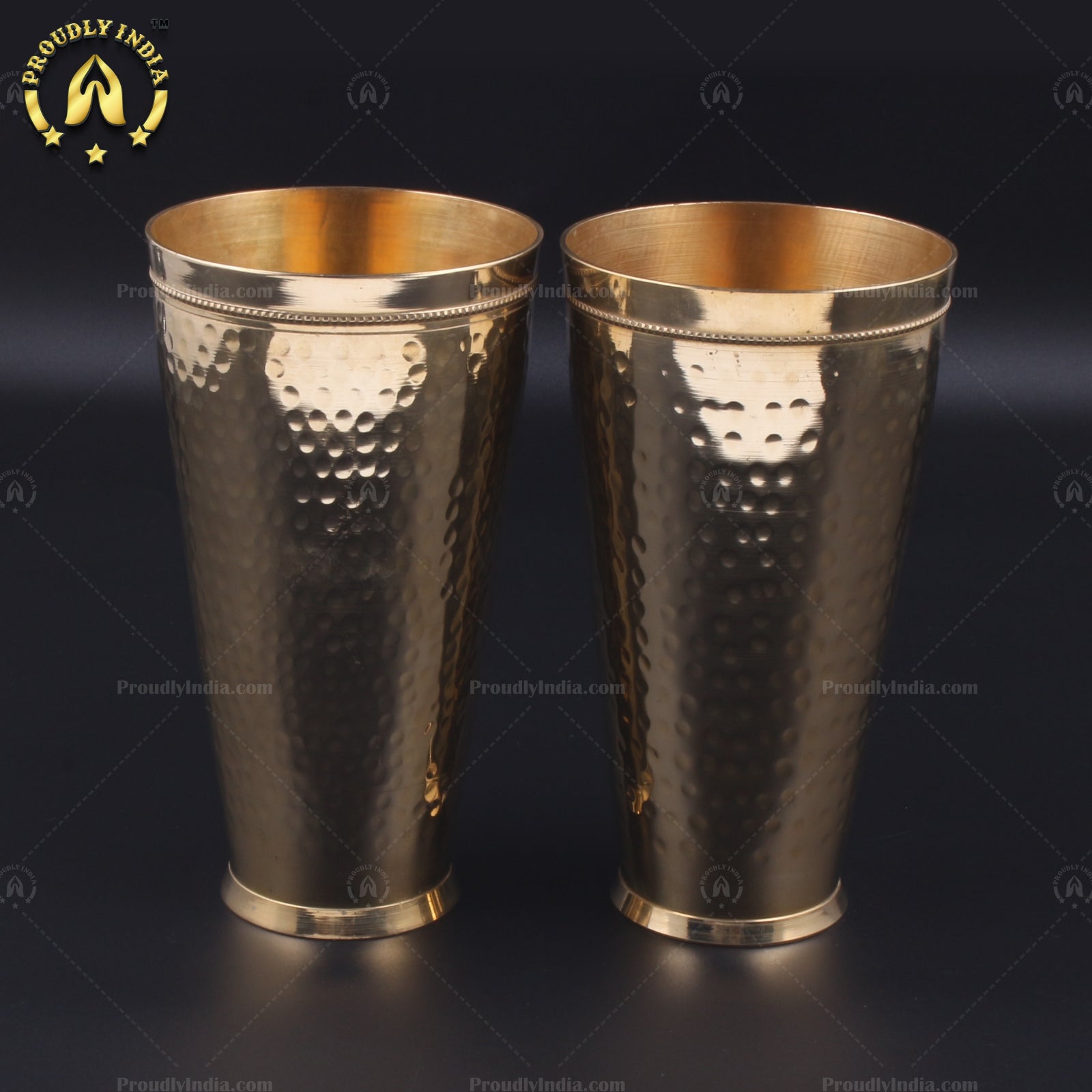 Set Of 2 Brass Medium Size Lassi Glass