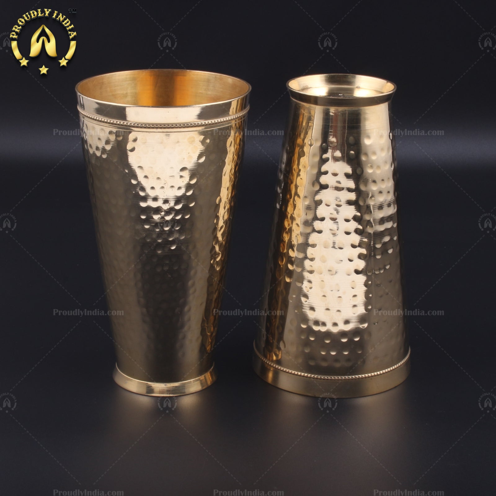 Set Of 2 Brass Medium Size Lassi Glass