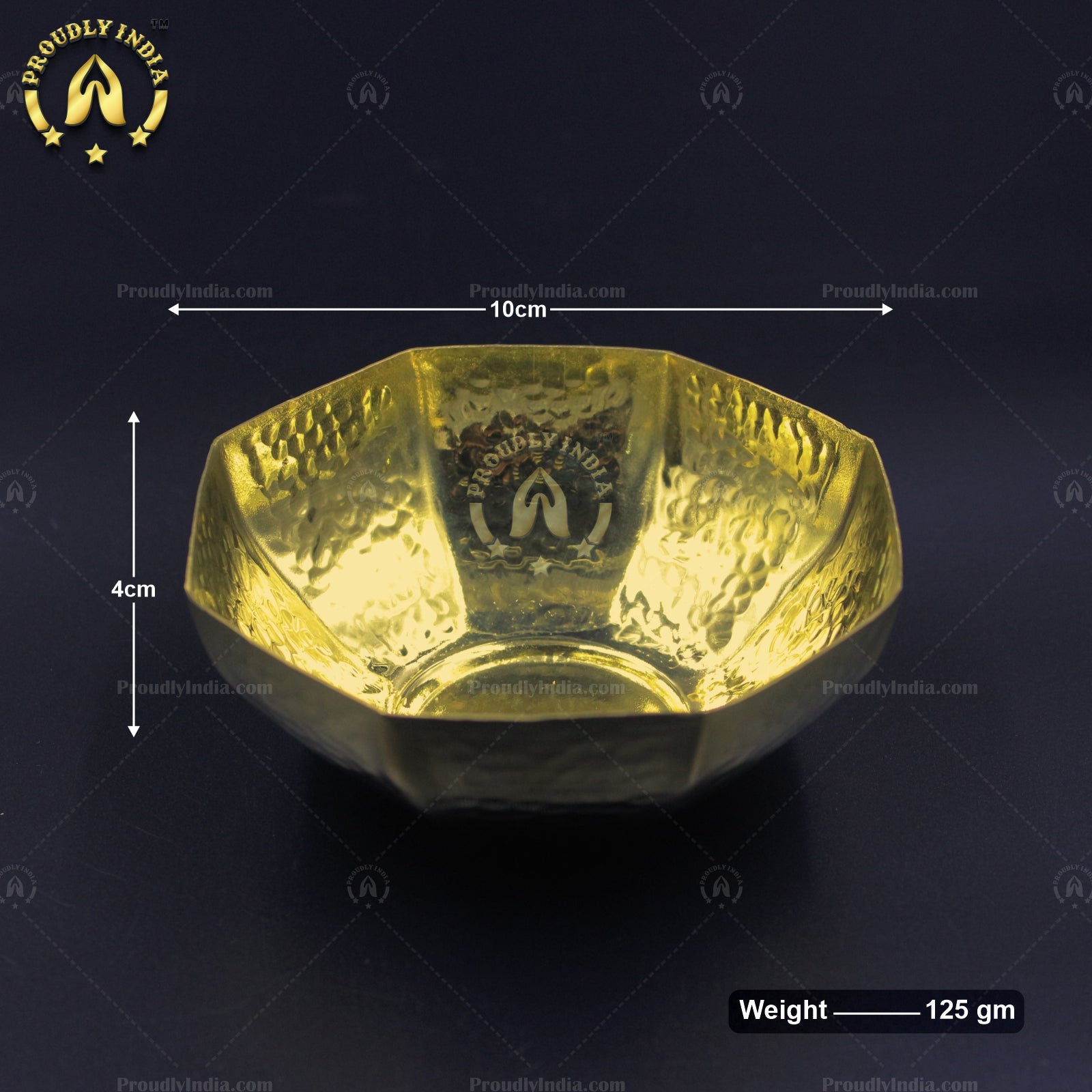 6 Piece Hexagon Brass Thali Set