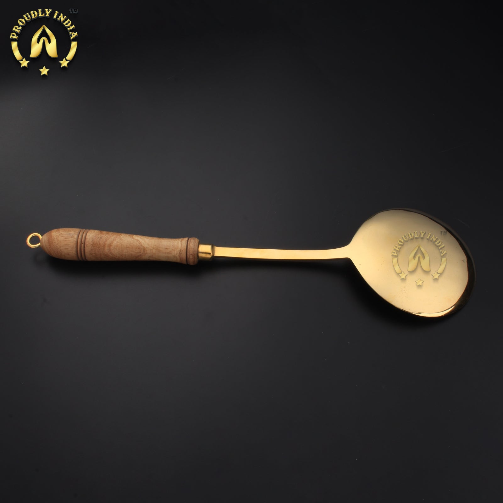 Brass Serving Ladle with Wooden handle