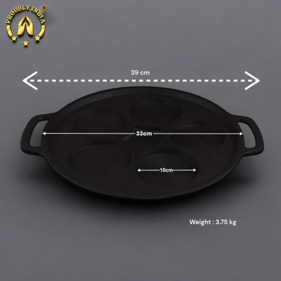 5-Pit Cast Iron Mini Dosa & Idli Pan