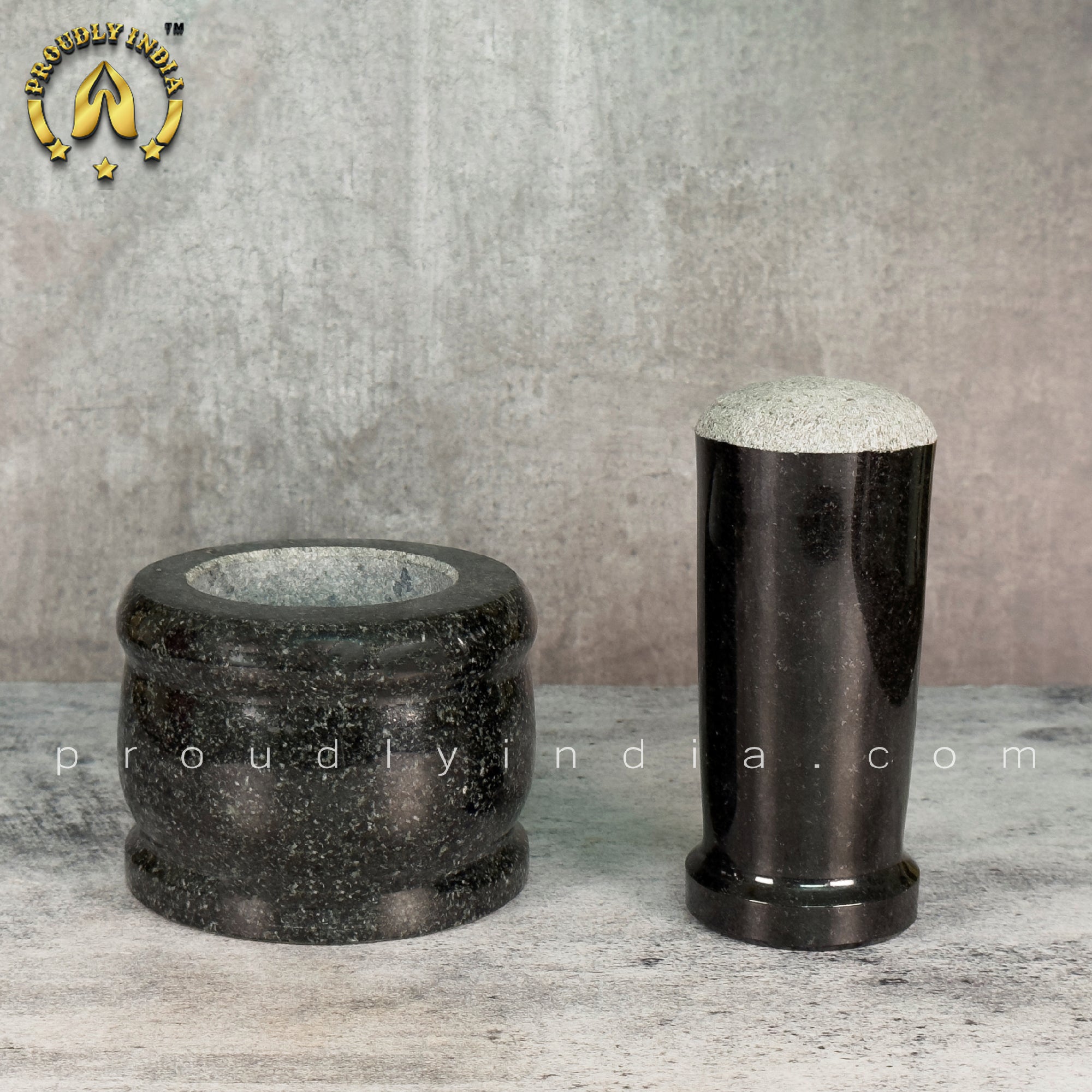 4 Inch Granite Mortar Pestle | idikallu | Khalbatta | Molcajete