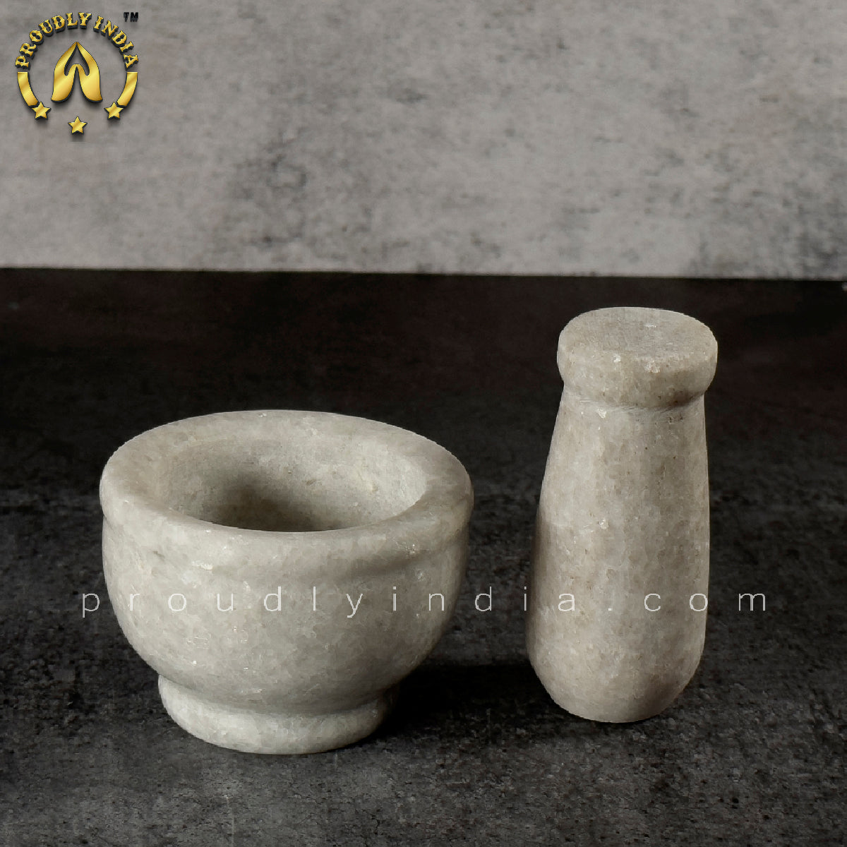 2.5 Inch White Marble Mortar Pestle | idikallu | Khalbatta | Molcajete