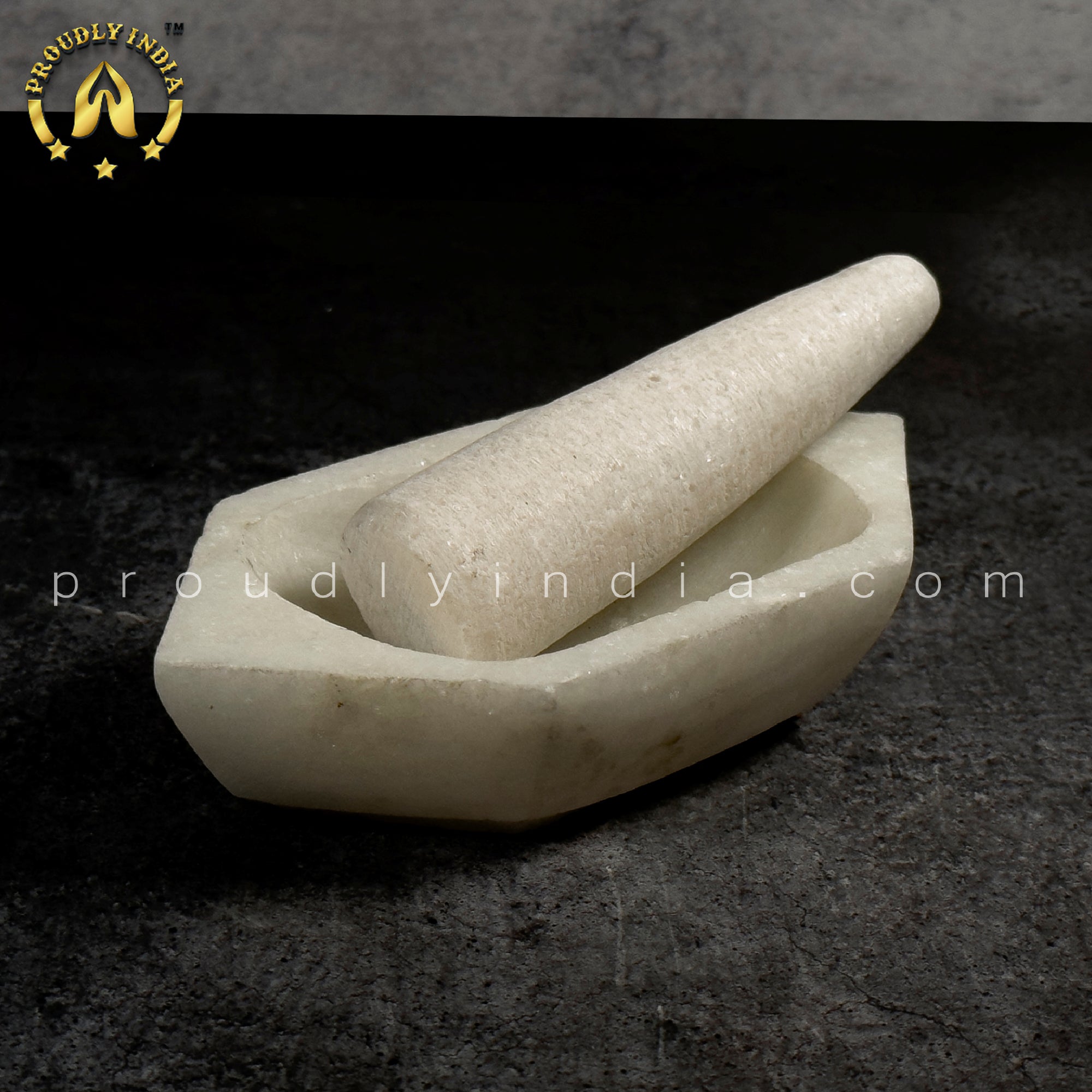 White Marble Kalvam for Herbs and Ayurvedic Medicine Crushing