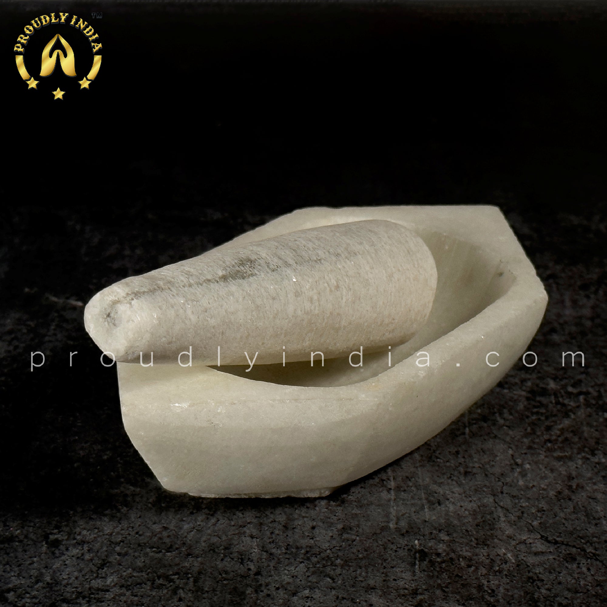 White Marble Kalvam for Herbs and Ayurvedic Medicine Crushing