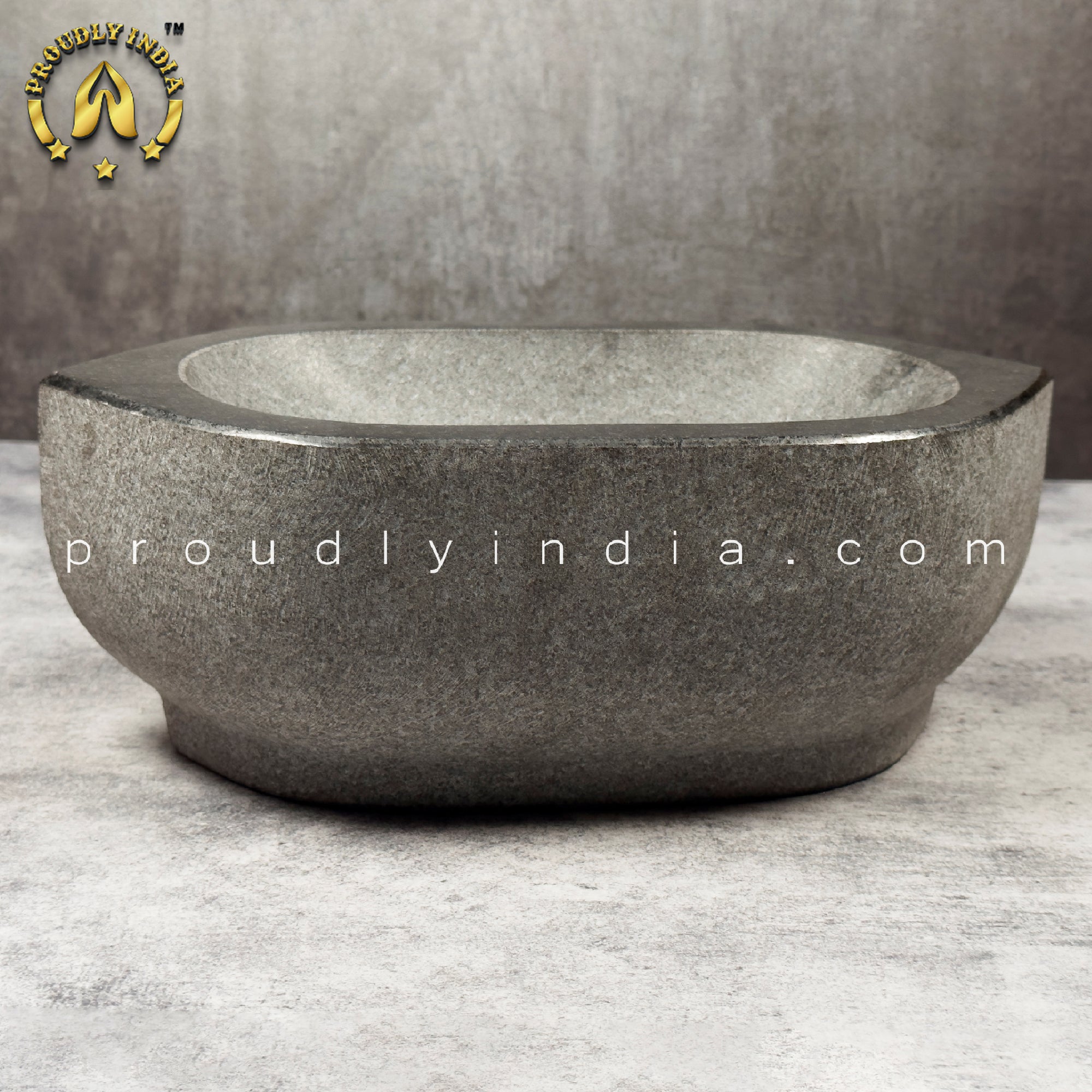Big Black Granite Ayurvedic Herb Masher | Big Kalvam