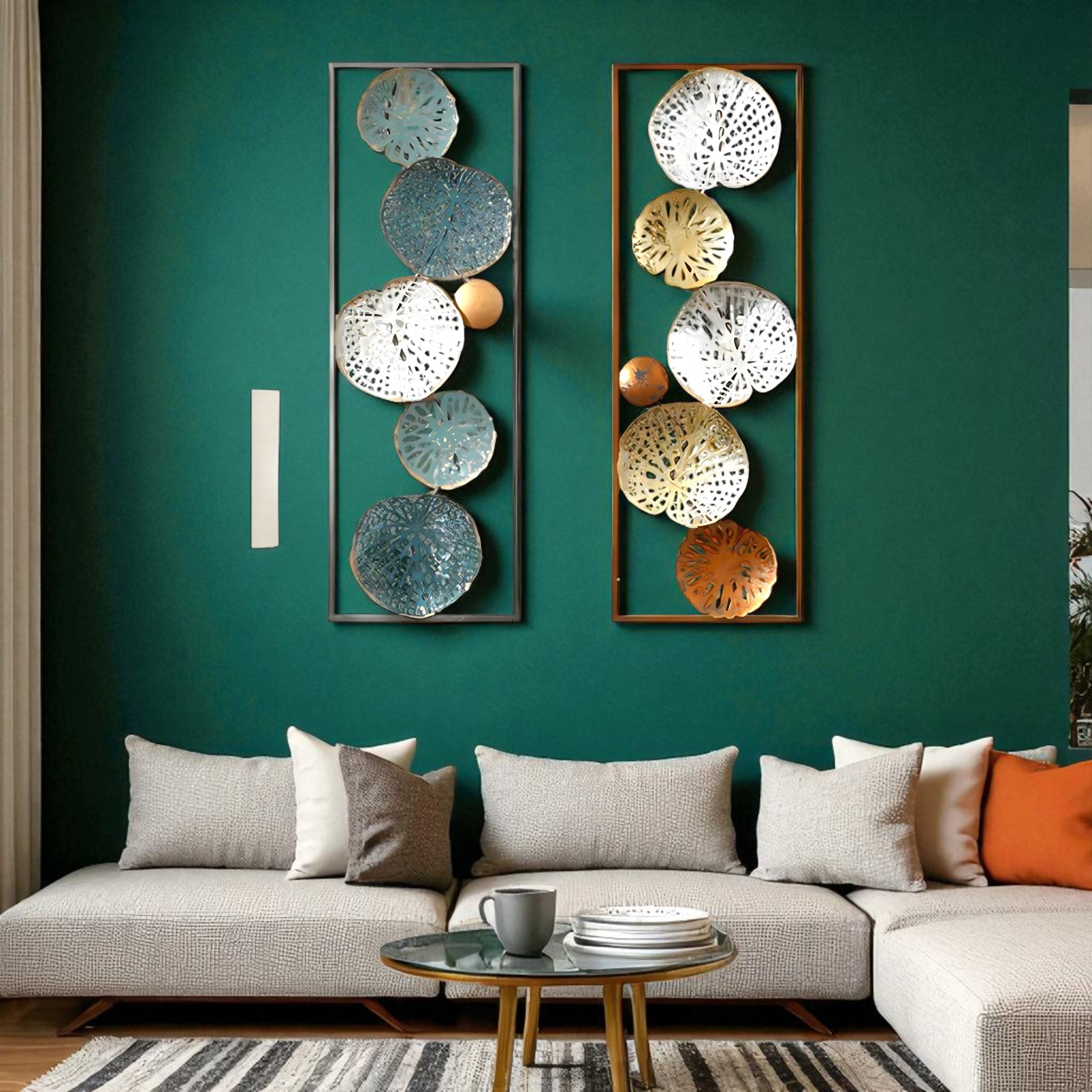 Set of 2 Lattice Bloom Harmony - Lotus Disc Wall Panels