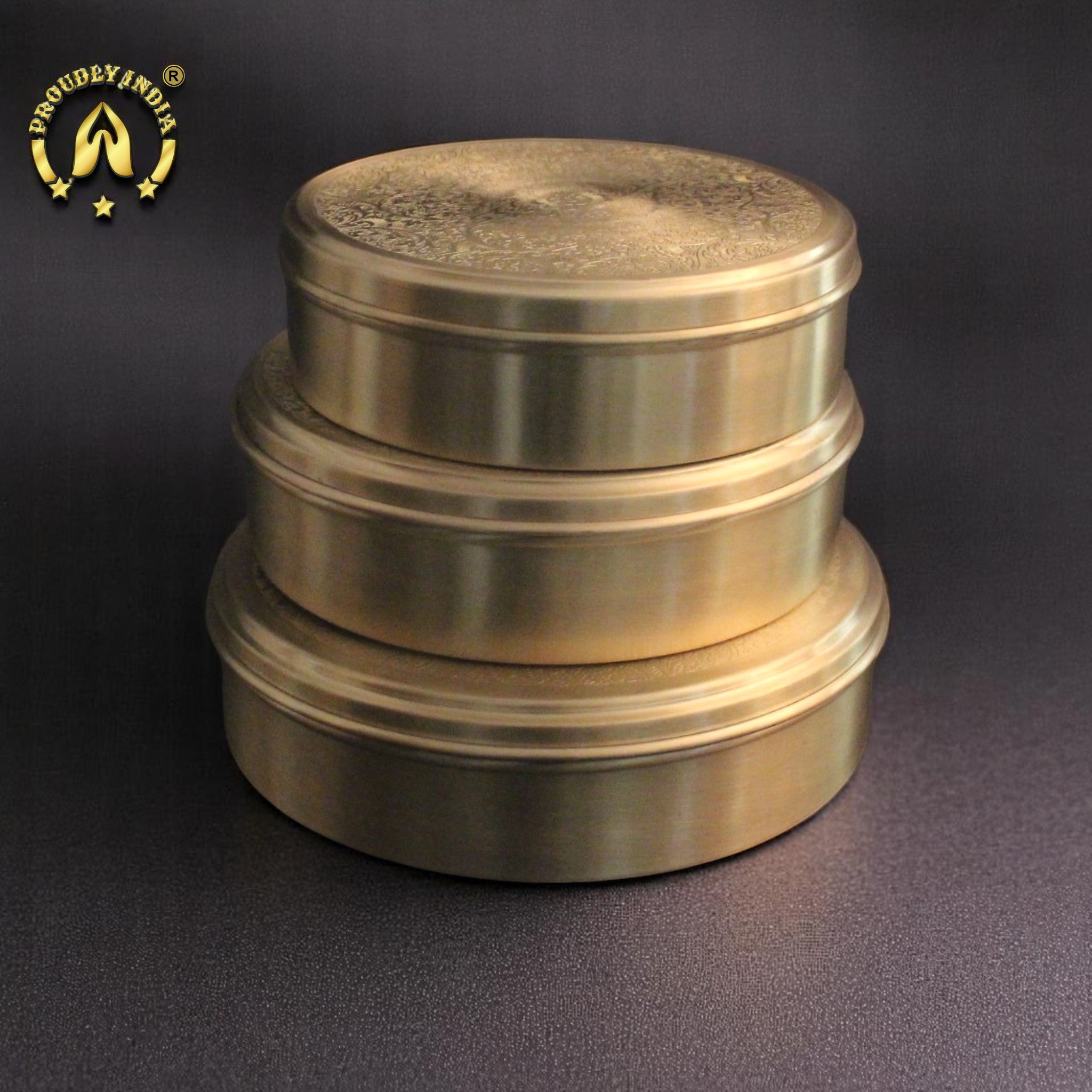 Set of 3 Brass Roti Box Container