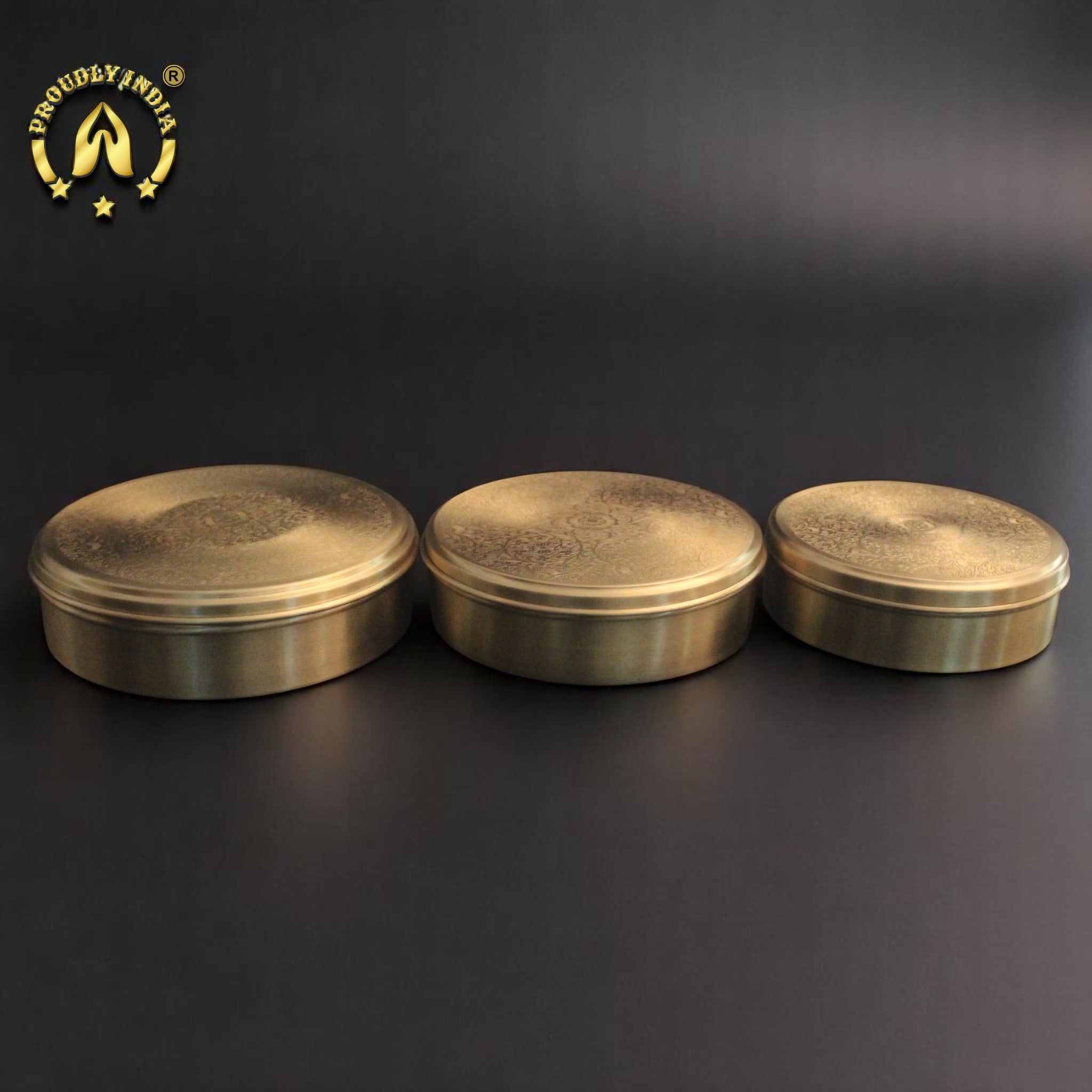 Set of 3 Brass Roti Box Container