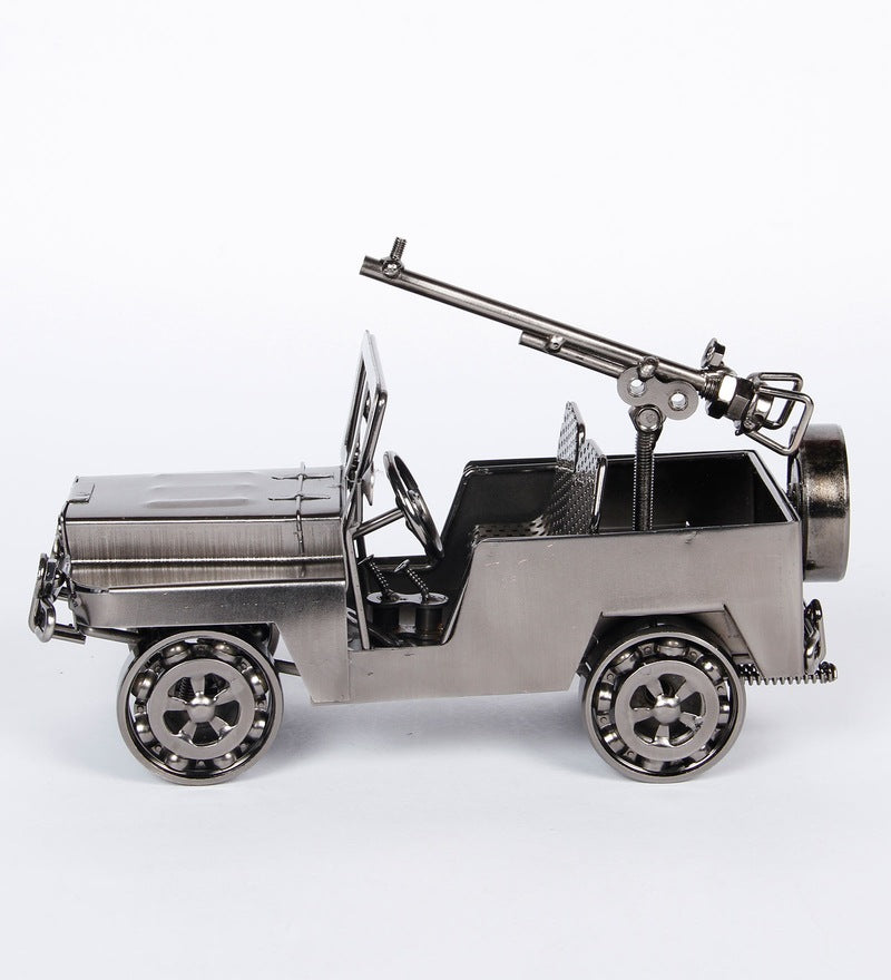 Antique Iron Made Open Military Jeep Miniature Showpiece
