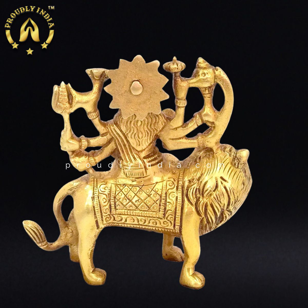 3.7" Goddess Durga on Lion Statue