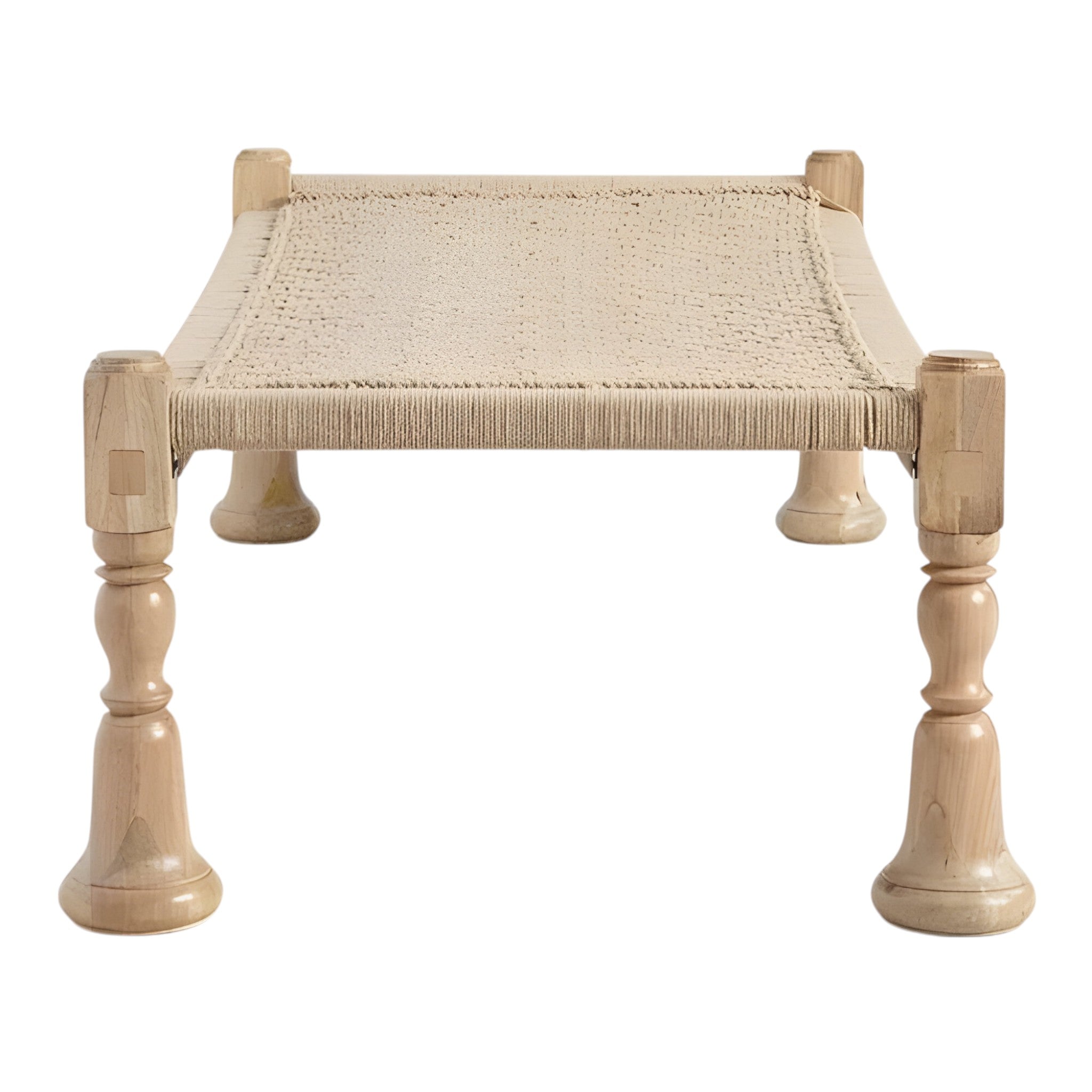 Natural Wood Beige Rope Daybed
