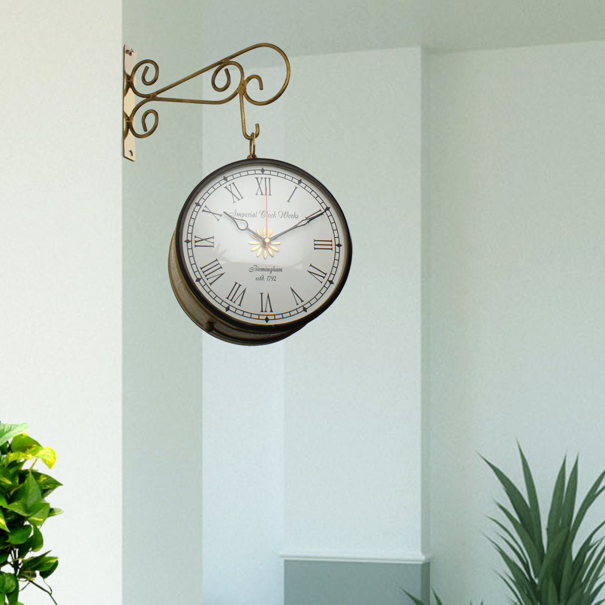 Vintage Clock Handcrafted Double Side Clock with Roman Numbers