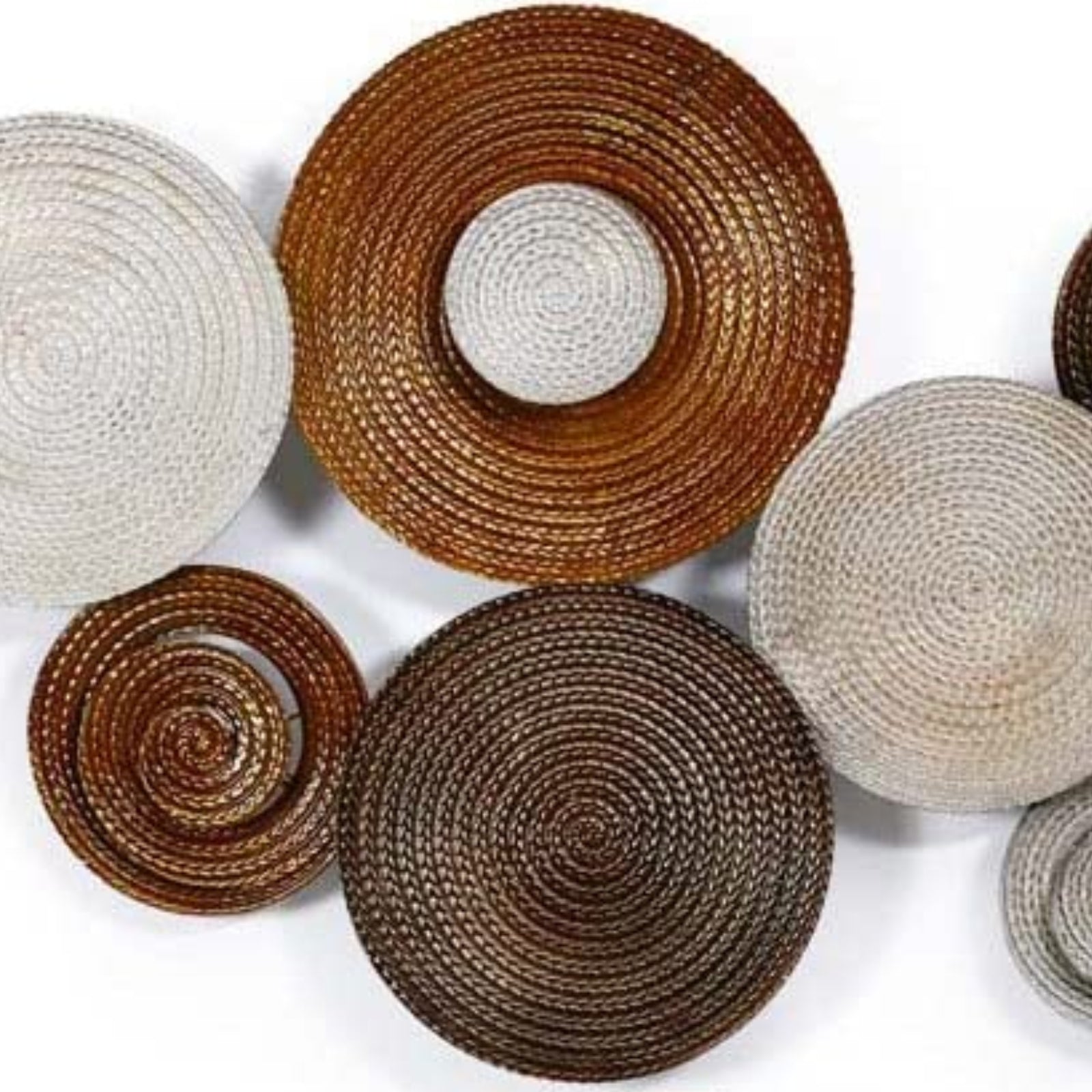 Ornamental Round Rustic Brown Gold Textured Wall Art Mural