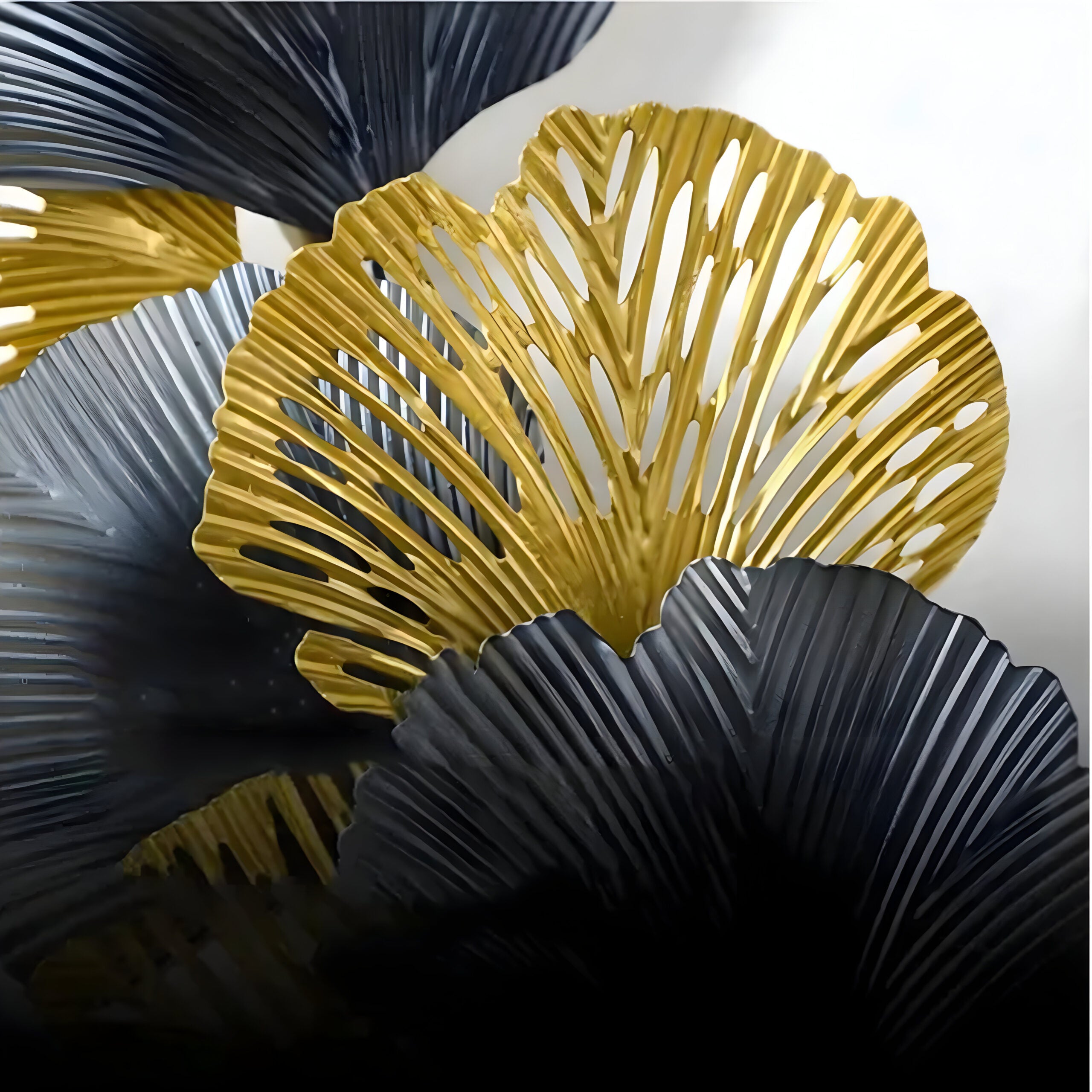 Golden Duet – Ginkgo Leaf Metal Wall Sculpture