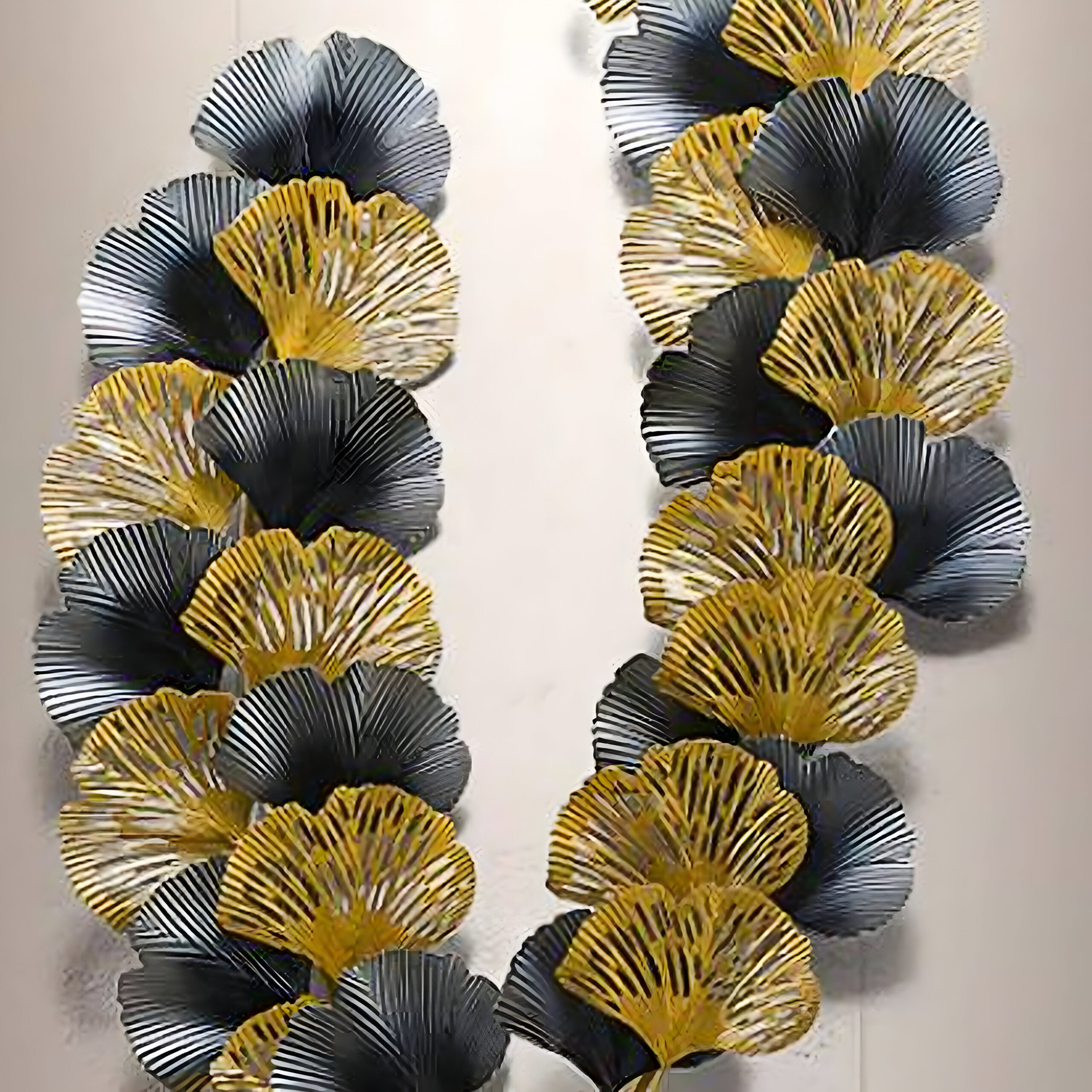 Golden Duet – Ginkgo Leaf Metal Wall Sculpture