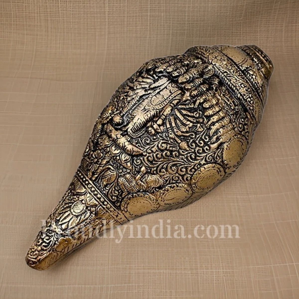 Brass Shankh for Pooja: Puja Shankha, Shankha Shell, Vamavarti, Lord Vishnu, Conch Shell Decor