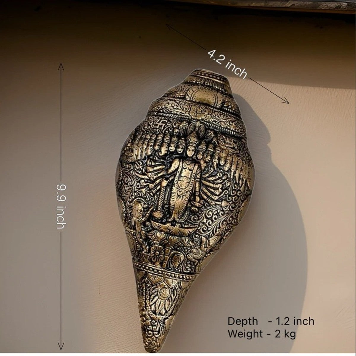 Brass Shankh for Pooja: Puja Shankha, Shankha Shell, Vamavarti, Lord Vishnu, Conch Shell Decor