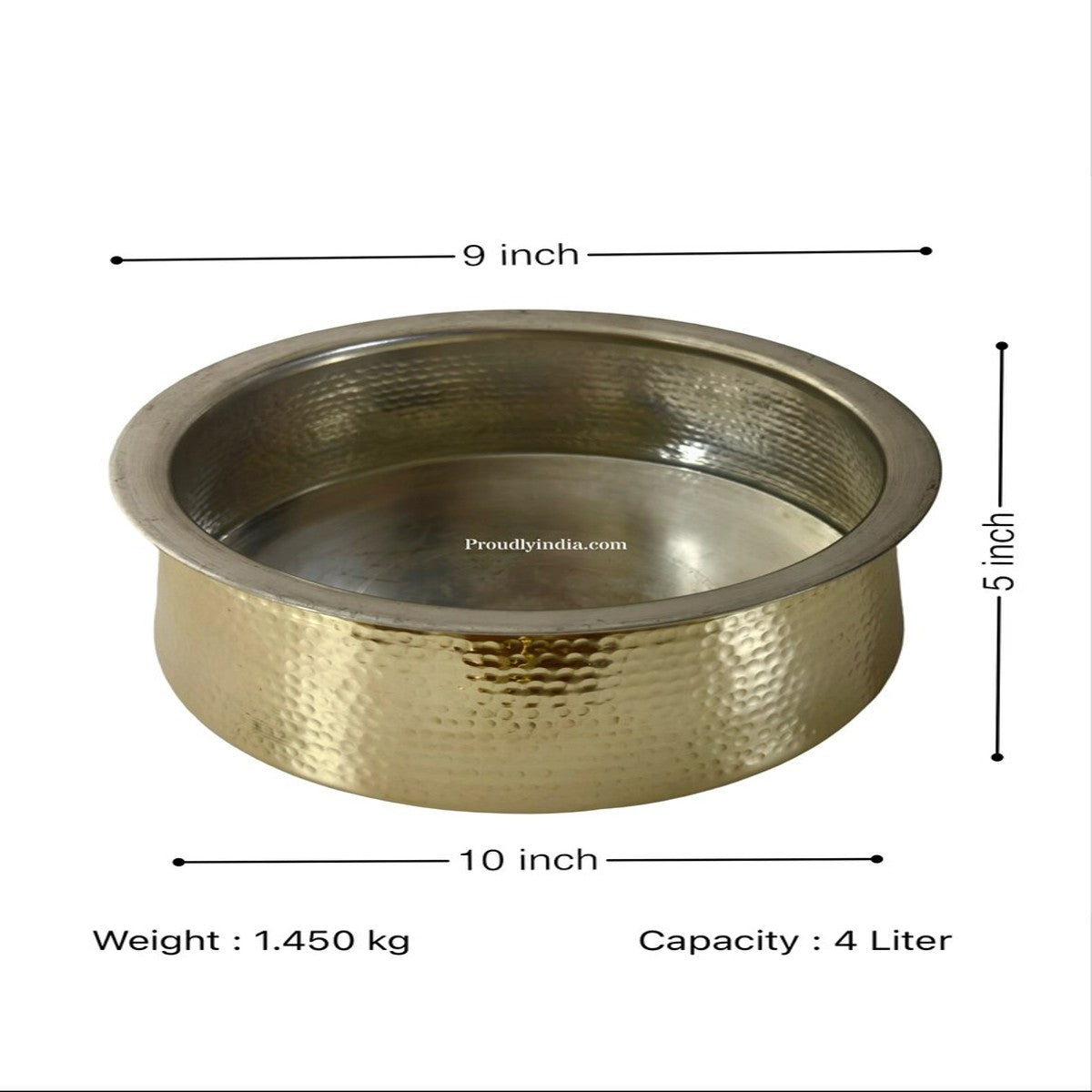 4 Liter Brass Biriyani Handi with Brass Serving Bowl Set and Ladle