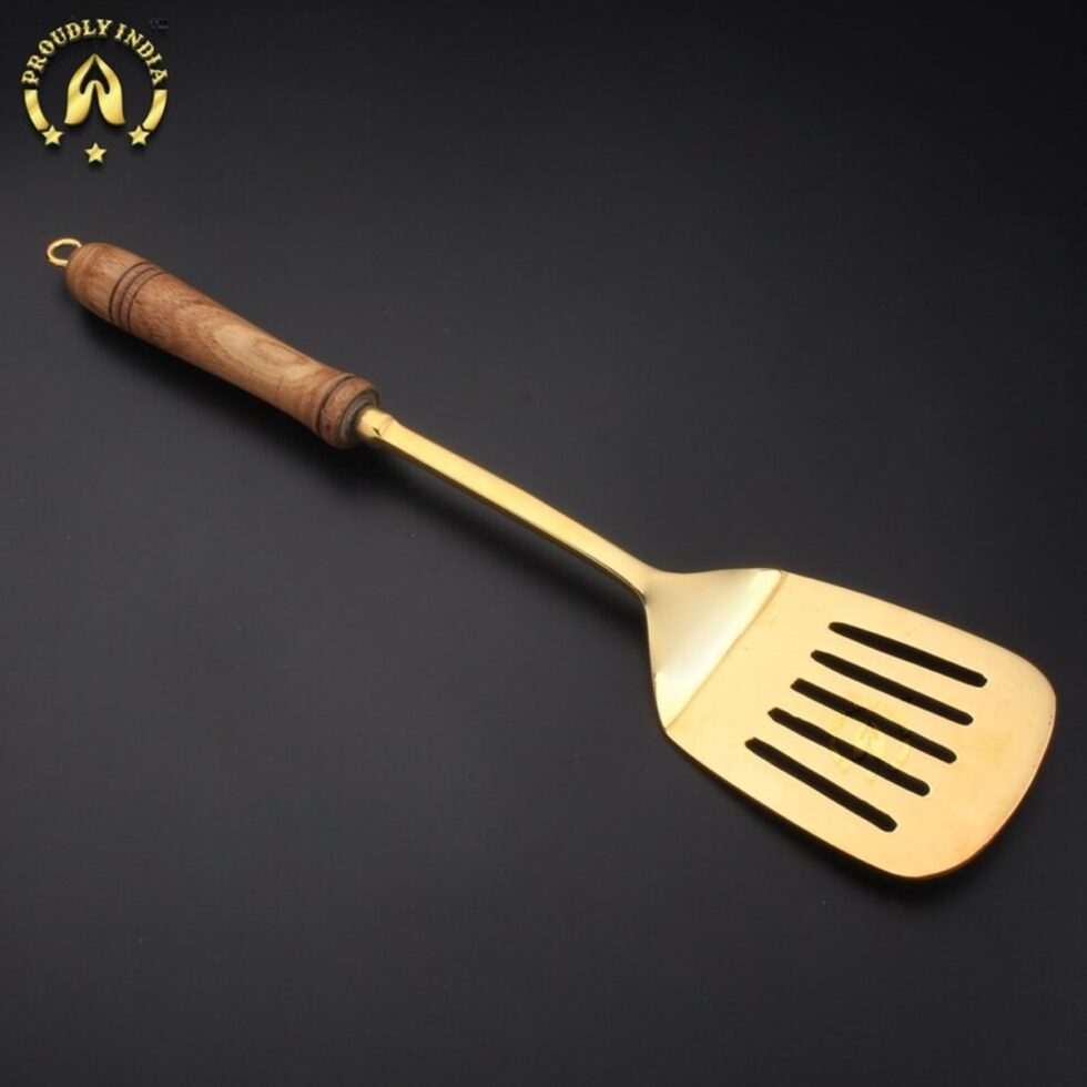Set of 5 Brass Ladle with Wooden Handle