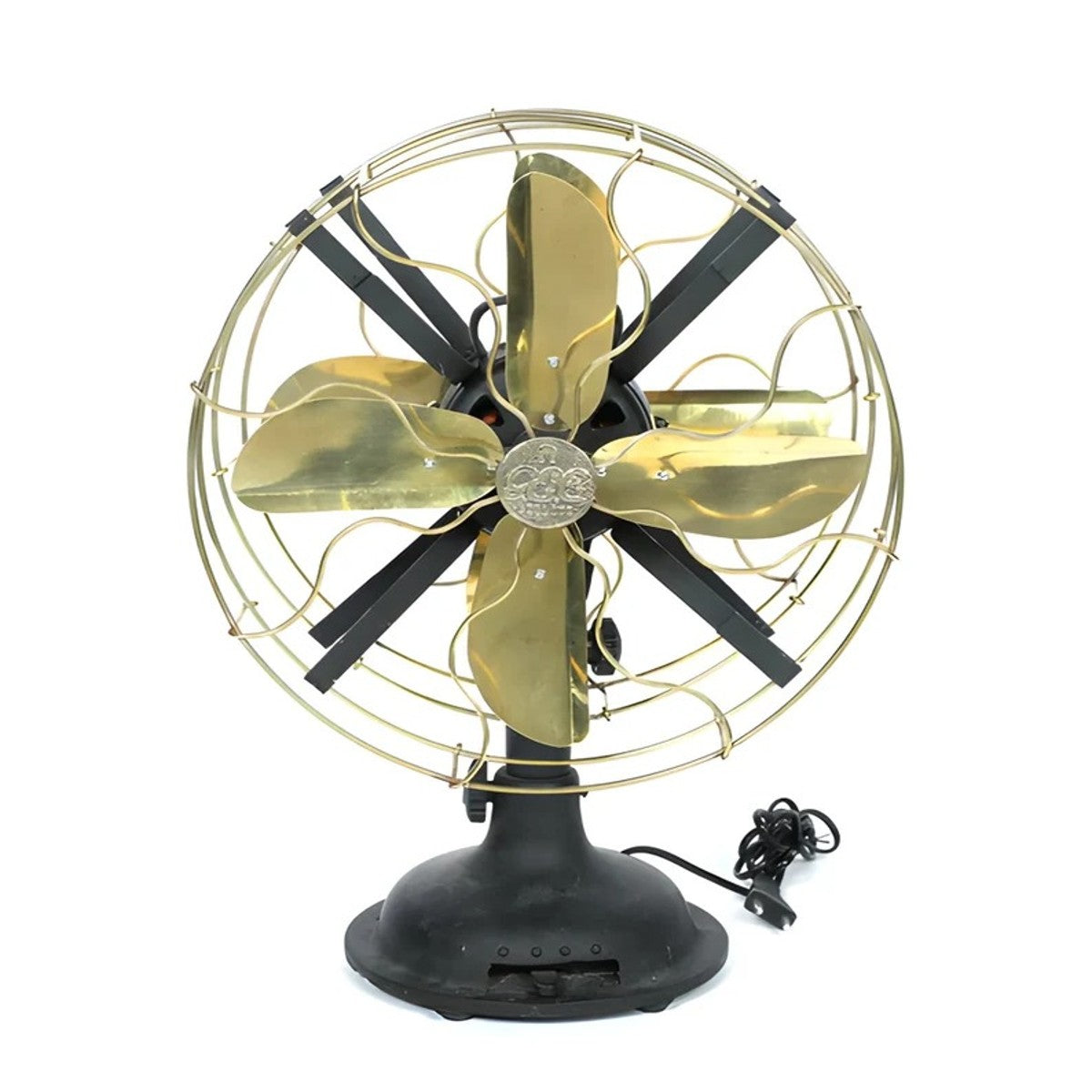 13 Inch Tabletop Double Sided Vintage Style Brass Fan