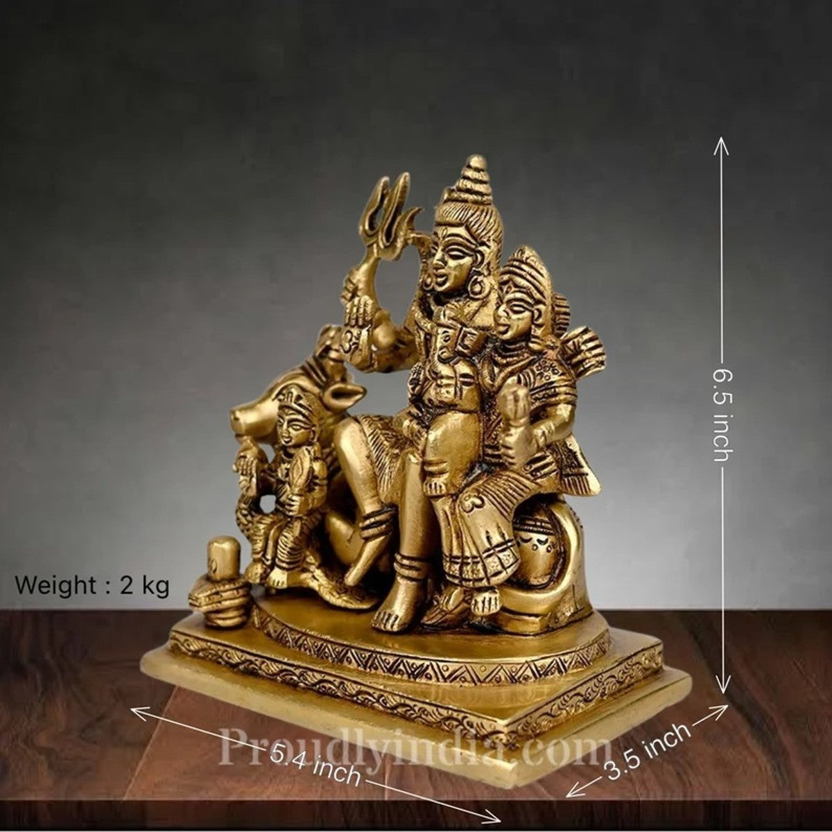 Exclusive 6.5 Brass Shiva Family Statue