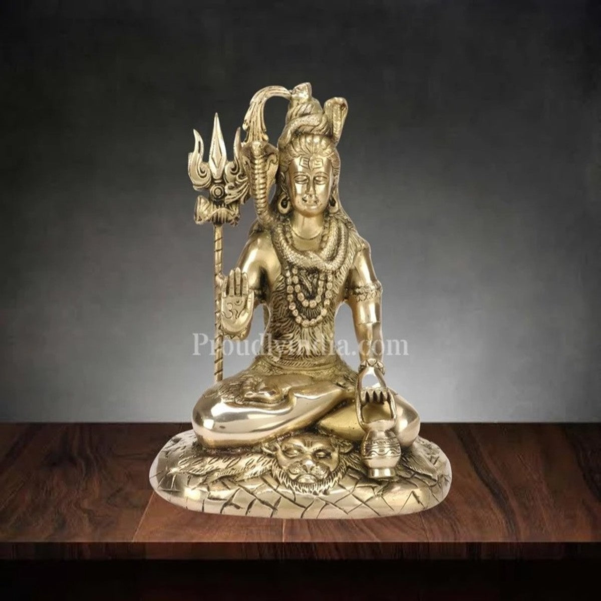 Om Namah Shivaya:10 Inch- Brass Lord Shiva Idol